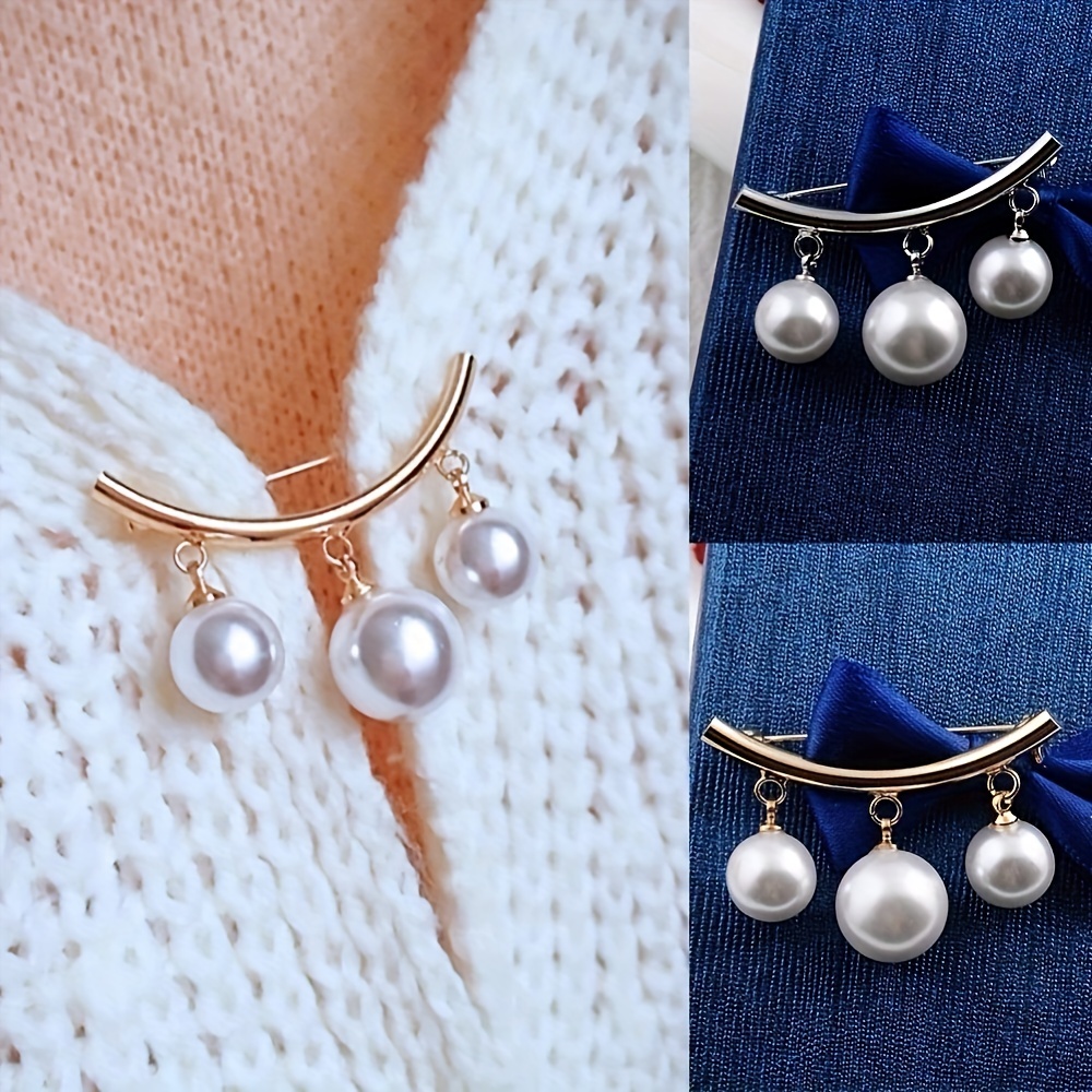 Pearl Fixed Buckle Scarf Cardigan Clips Dress Brooches - Temu