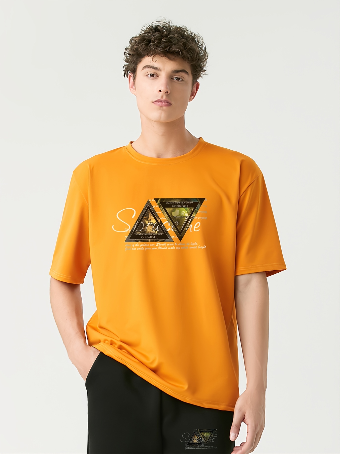 Printed T-shirt - Yellow/Sun rays - Men