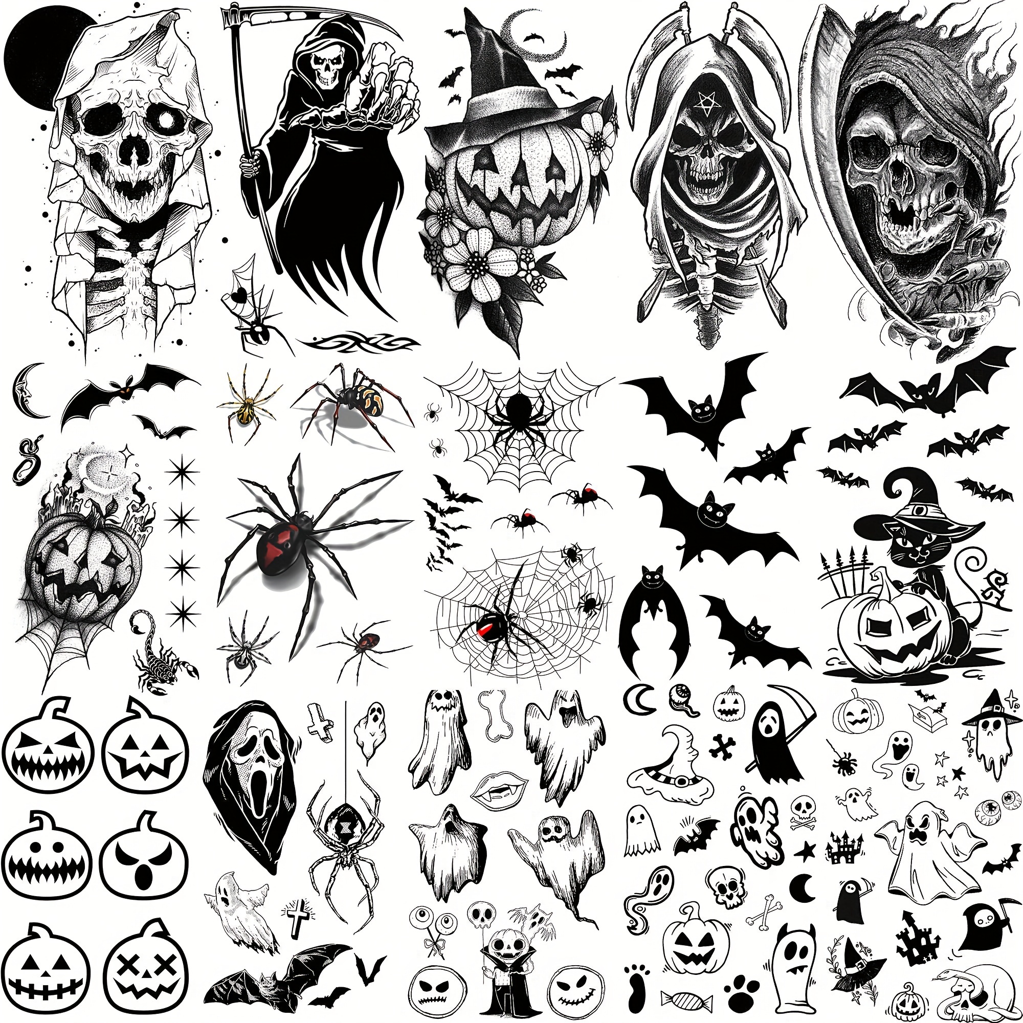 Comprar 1 hoja de pegatinas de tatuaje de Halloween de dibujos animados  para niños tatuajes falsos para niños