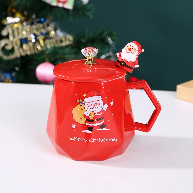 Christmas Gift Box Ceramic Cup Set with Cover Spoon Mug Water Cup