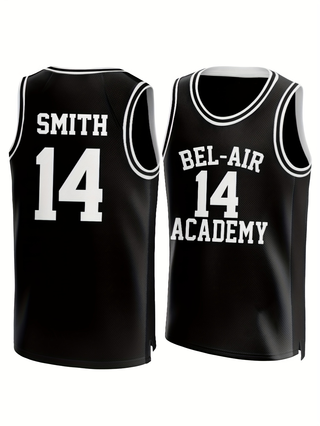 Temu Men's Breathable Embroidery #14 Basketball Jersey, Mens Vintage Bel Air Academy Round Neck Sleeveless Uniform Basketball Shirt for Training