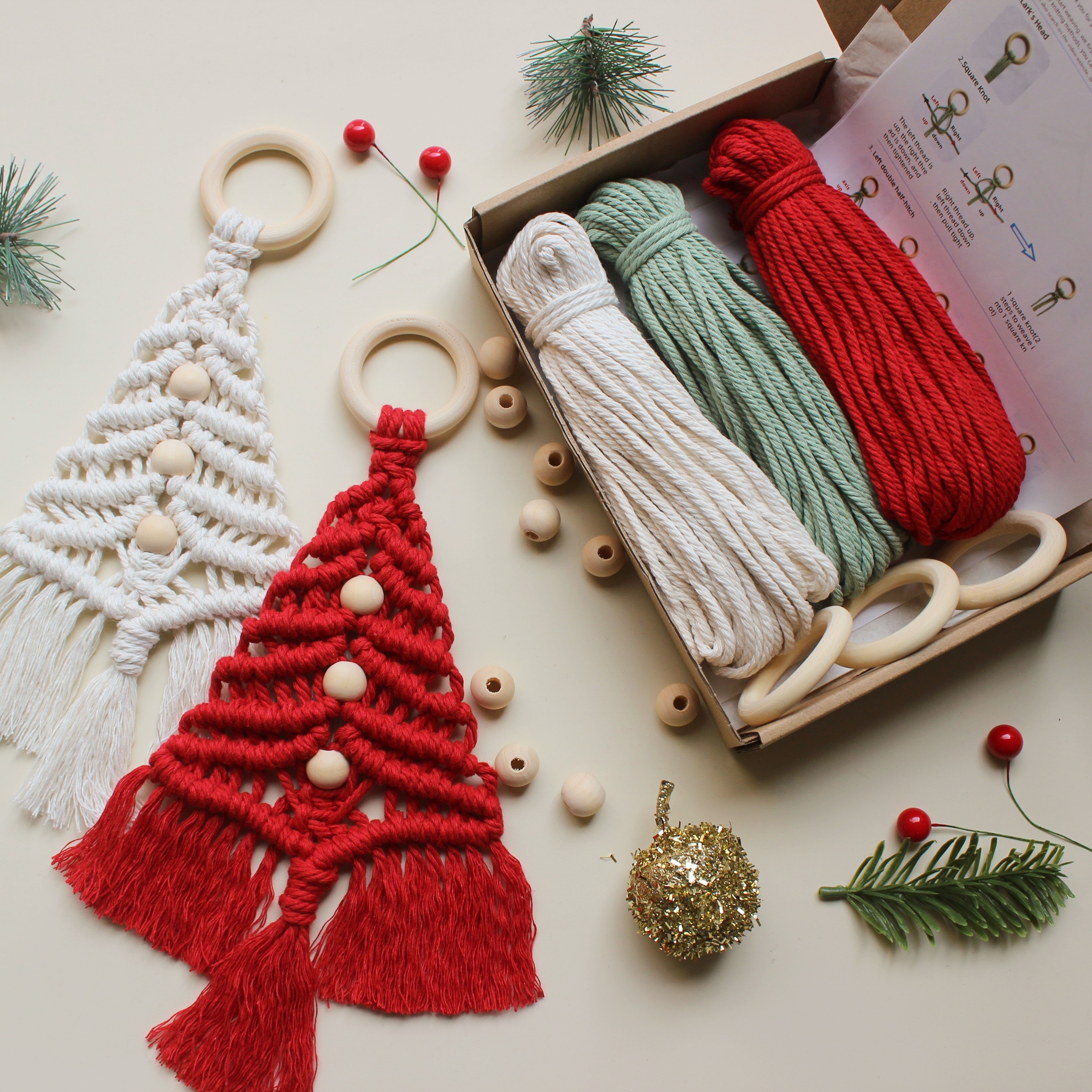 Macrame Xmas Craft Kit, Christmas Tree Kit, DIY Christmas Kit