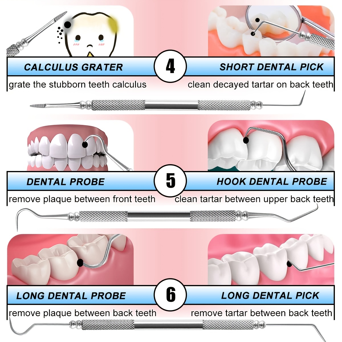 TrendGenics Dental Tools Plaque & Calculus Remover for Teeth Cleaning  Dentist Kit Dental Pick Mirror Tooth Professional Tongue Scraper Tartar  Remover