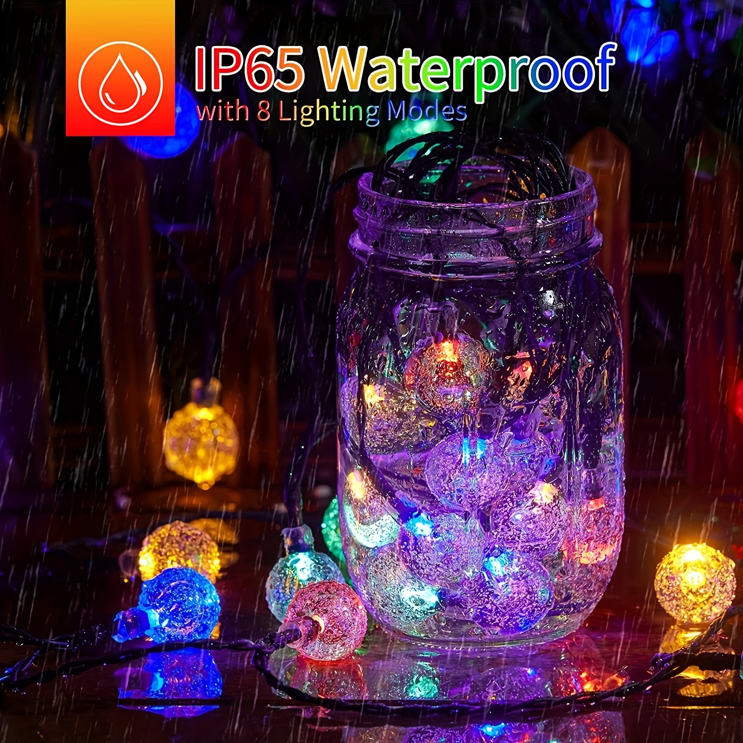 12m 39ft 100 Led Crystal Bubble Ball String Lights Led Solar String Lights  Decorative Light Gardens Yards Parties Ramadan, Free Shipping New Users