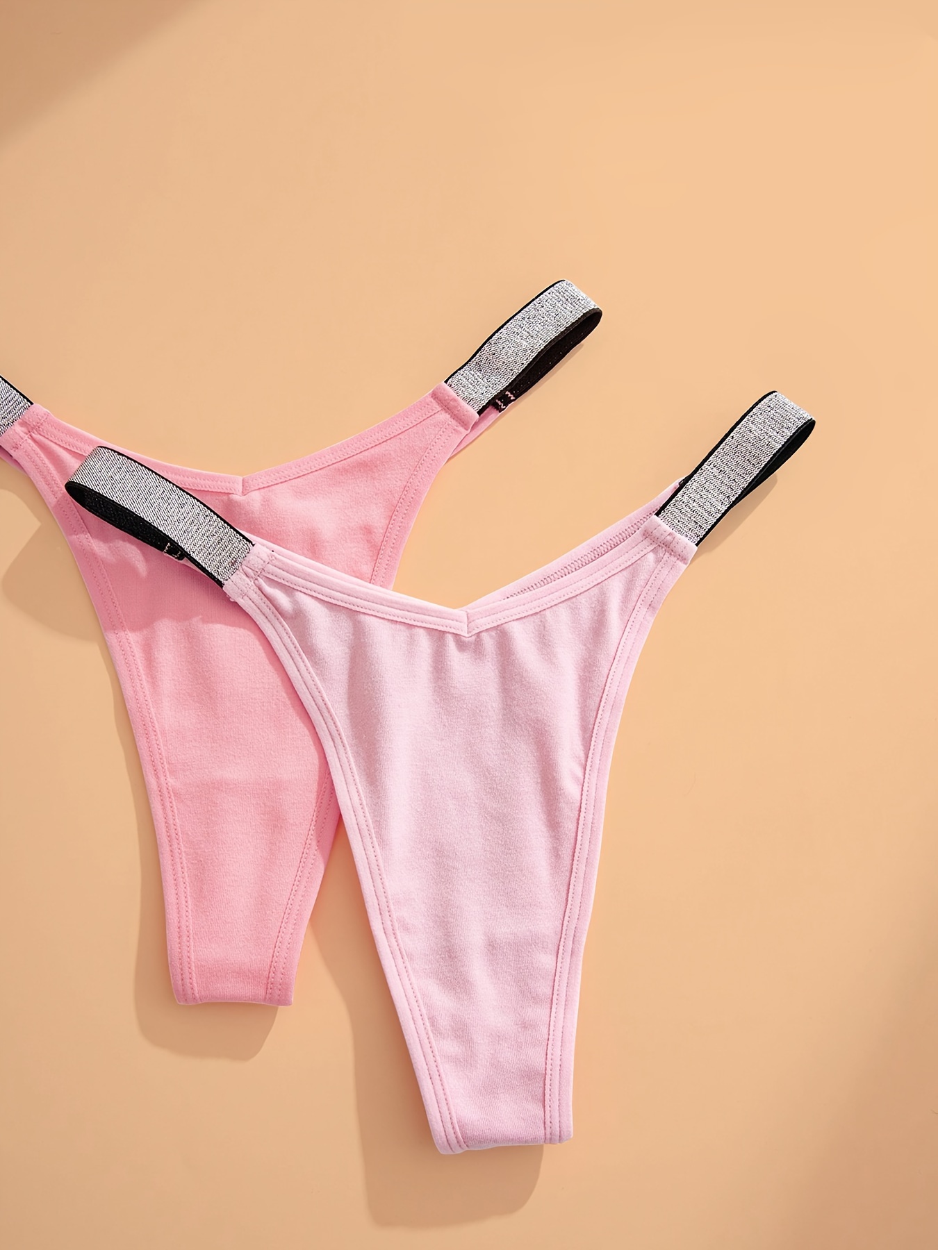 7 Pcs Sexy Thongs, Silver Glitter Strap Cheeky Intimates Panties, Women's  Lingerie & Underwear