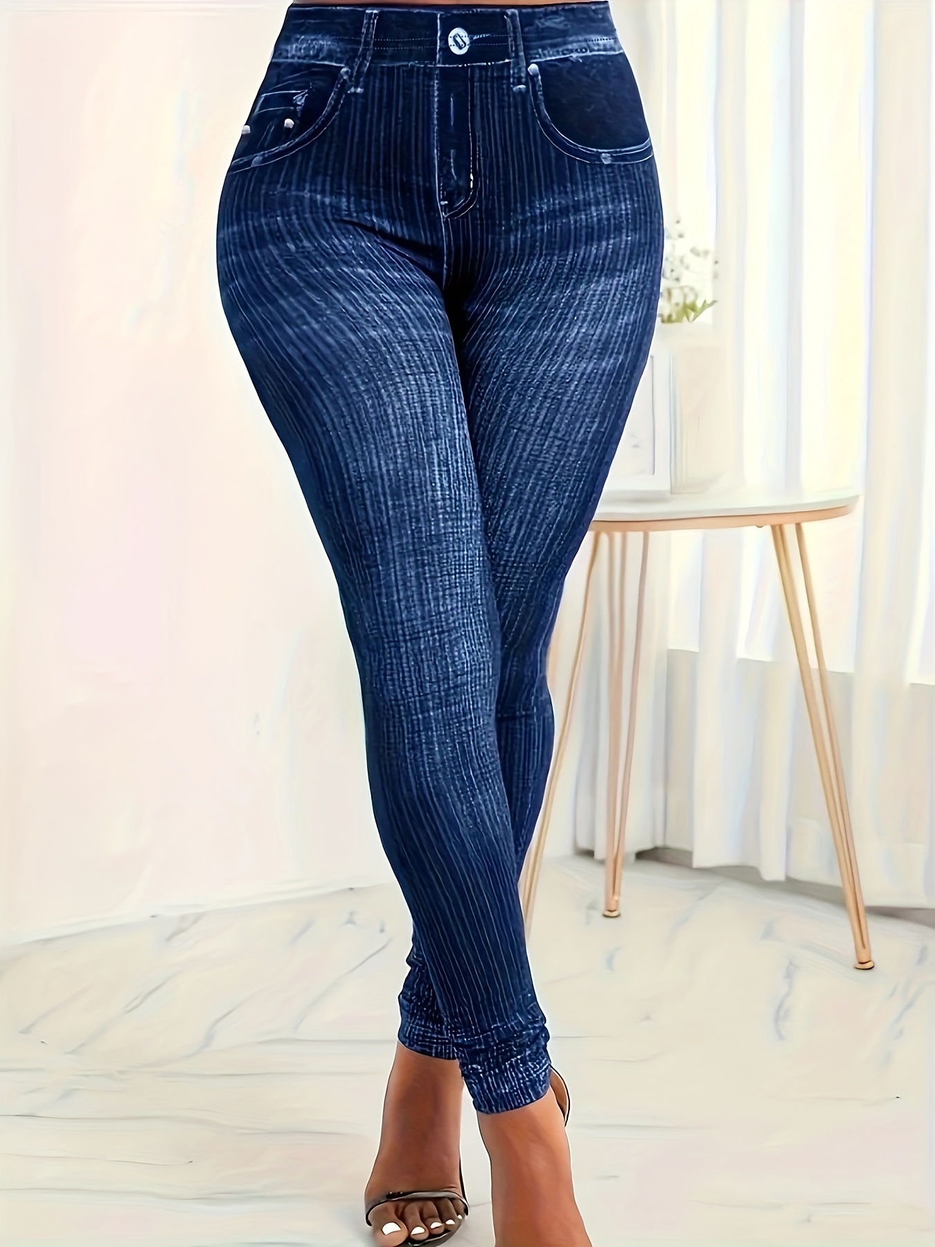 Fashion Women's Imitation Jeans Stretchable Slim Leggings Jeans