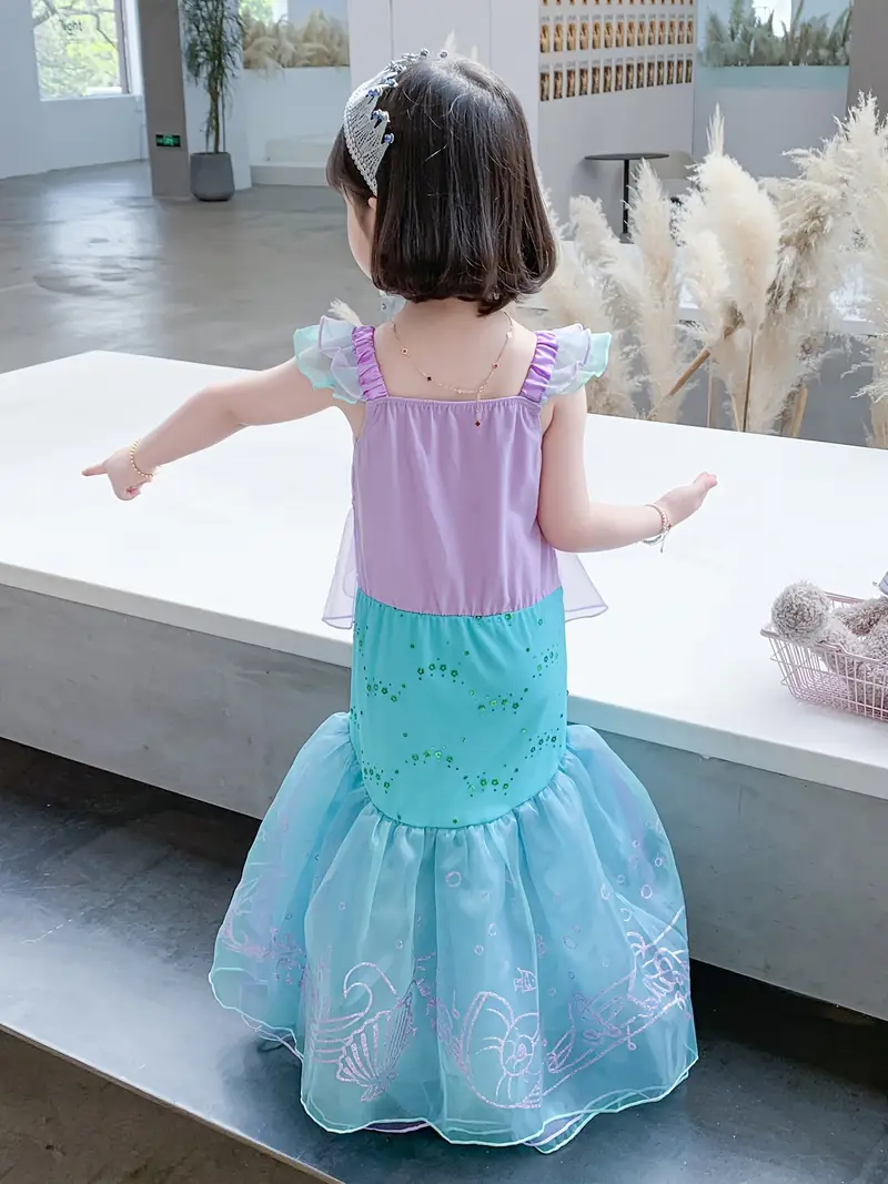 mermaid style dress for little girl Tween Girls' Sweetheart Collar Mesh Overlay Sequin Mermaid Dress Elonnashop