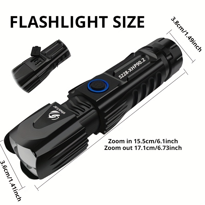 XHP90.2 9-Kern-superhelle LED-wiederaufladbarer  Zoom-Doppelkopf-Suchscheinwerfer Handtaschenlampe Arbeitsscheinwerfer  Spotlight Floodling 60W