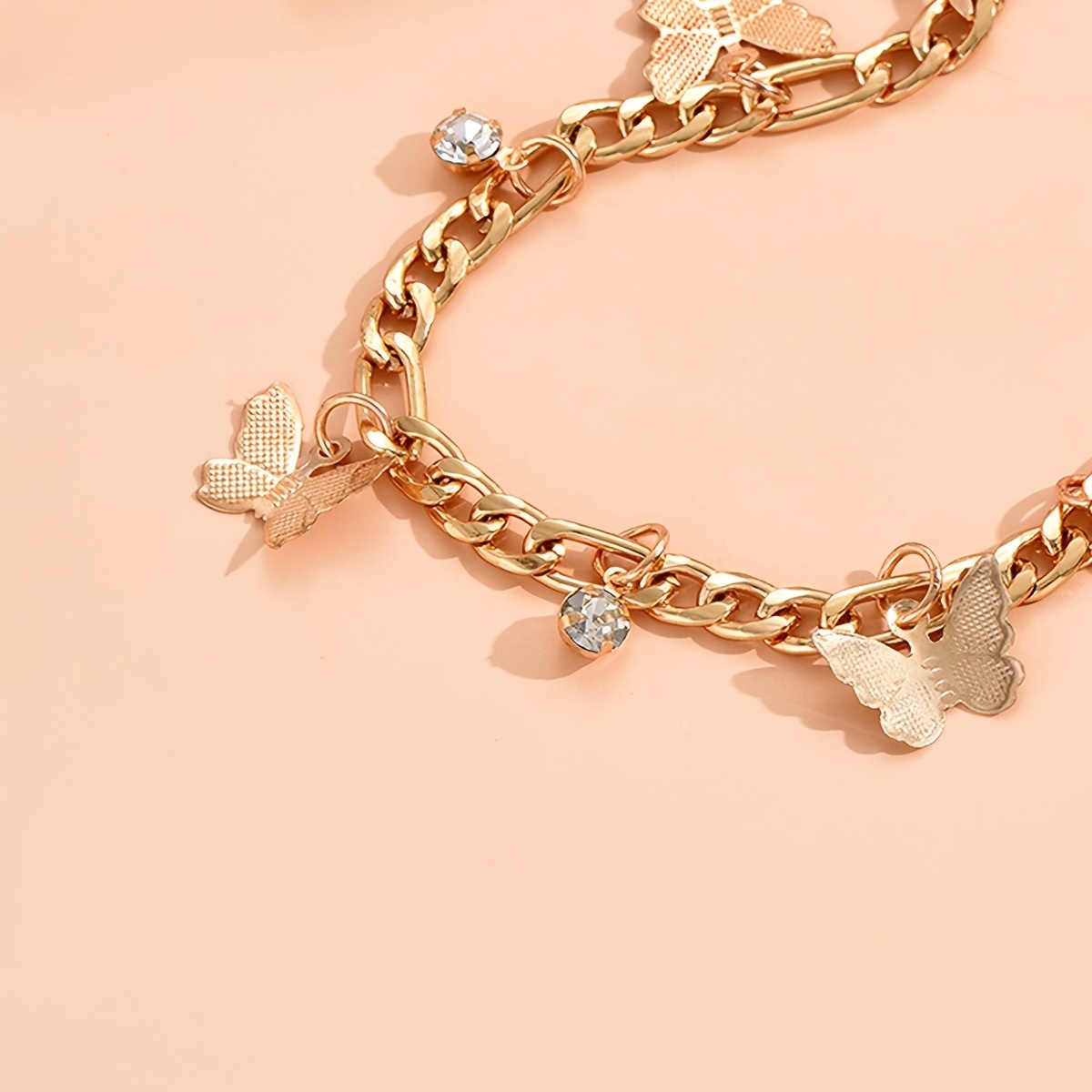 14K Plated Butterfly Charm Anklet