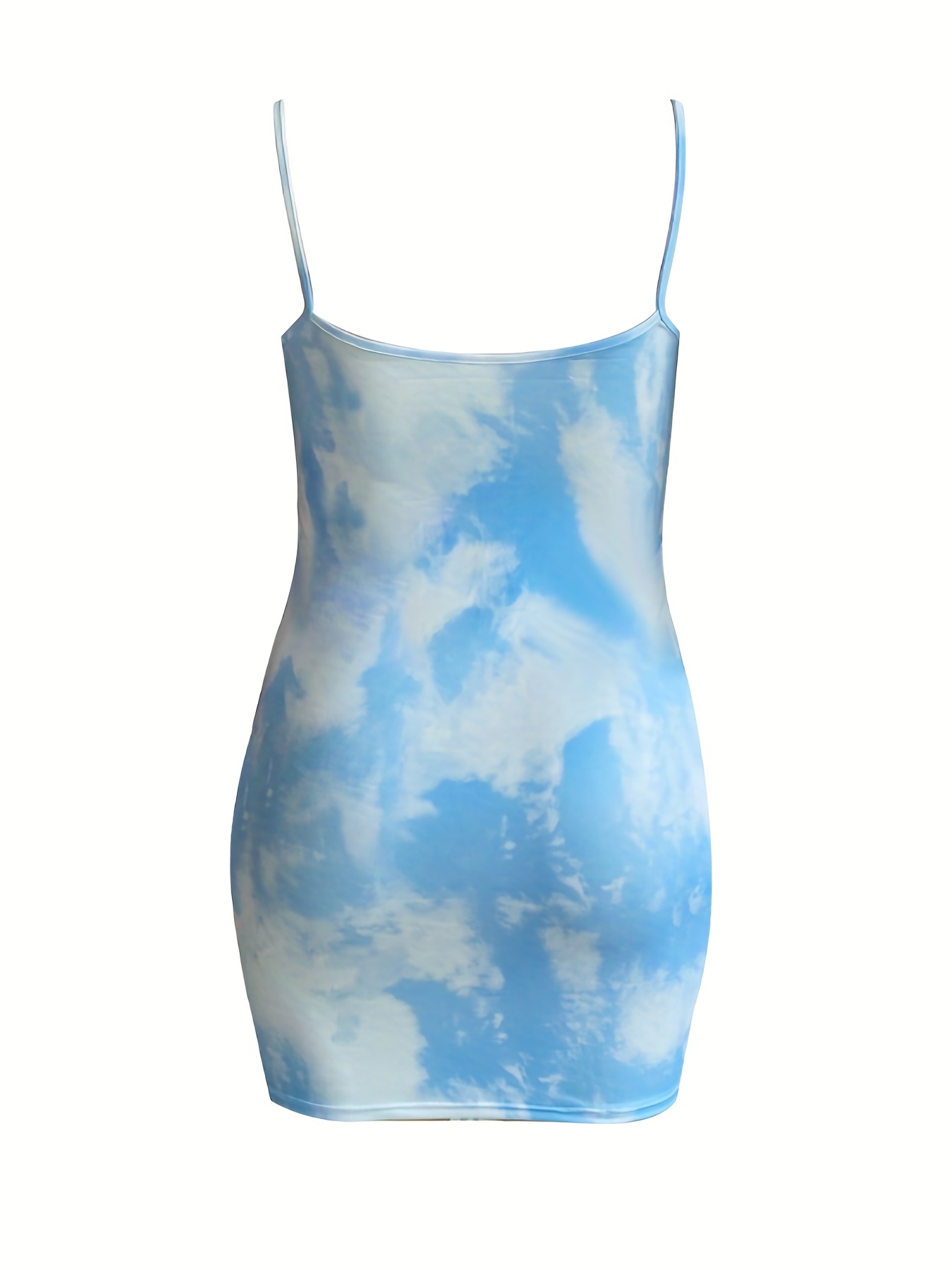 Tie Dye Tie Shoulder Drawstring Mini Cami Dress