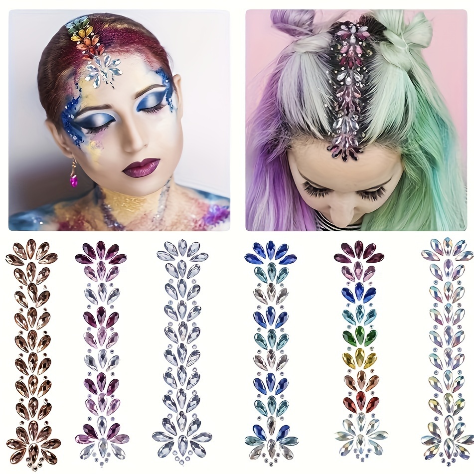 60 Sticker Jewels Face Paint Eye Gems Crystal Costume Glitter