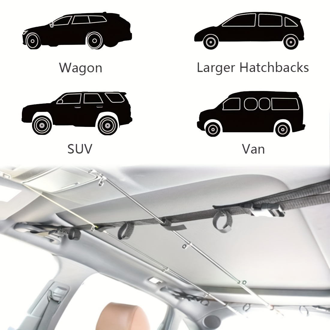 Car Fishing Pole Holder Strap, Portable Fishing Vehicle Rod Storage Rack  Bracket Carrier System, Adjustable For Truck Suv Wagons Van
