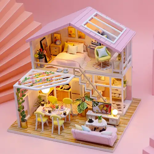 Modellbau-Kit Zusammengebautes Haus Miniatur-Puppenhaus Miniatur