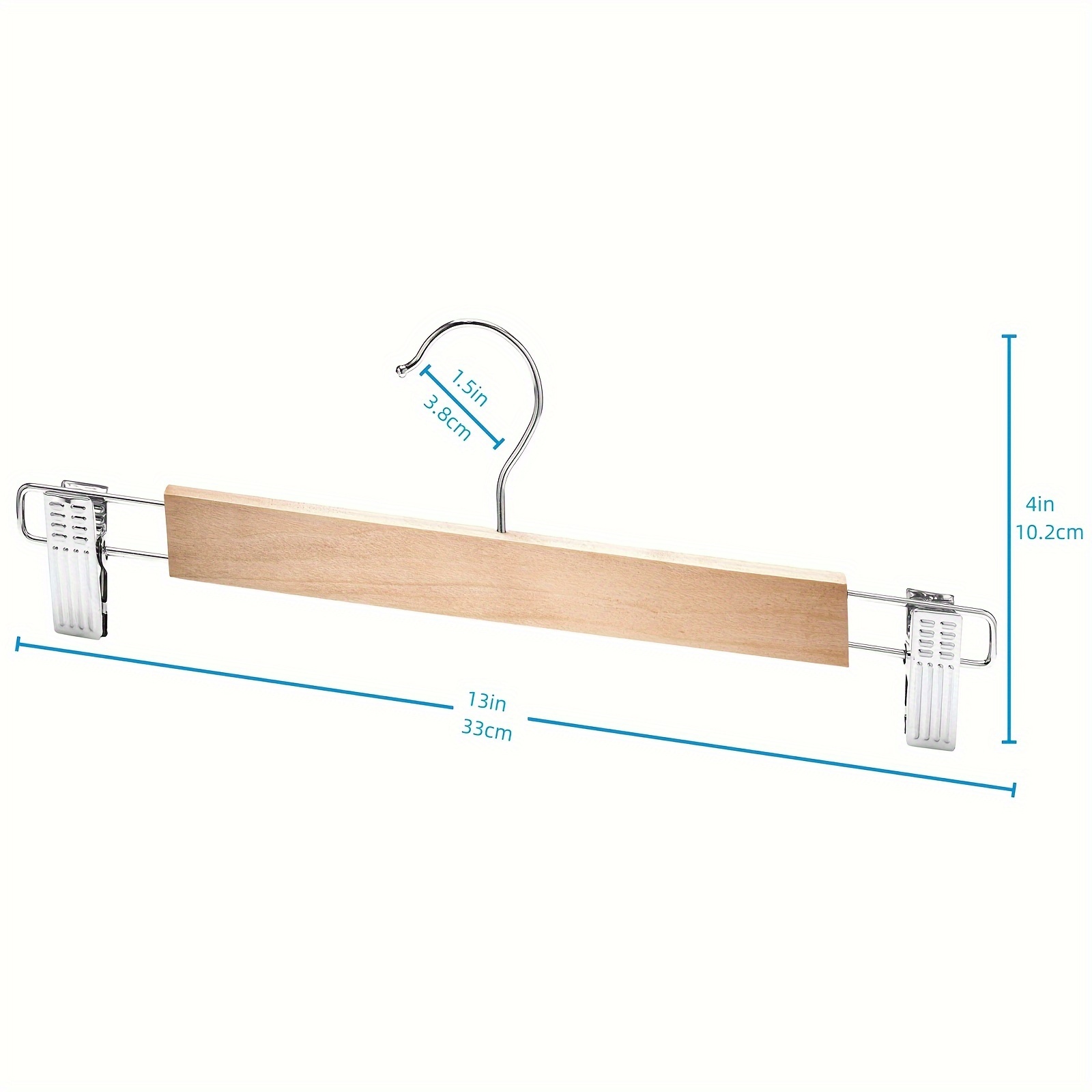 Wooden Hangers with Clips Smooth Solid Wood Pants Hangers with