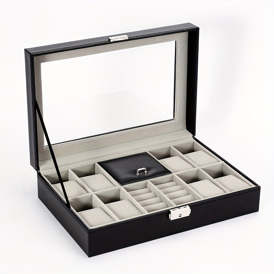 

1pc Double/single-layer Jewelry Box With Transparent Lid For Storing And Displaying Watches, Rings, Earrings, Bracelets, Necklaces