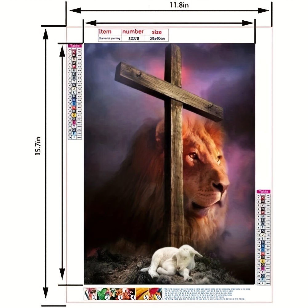 Jesus cross Lion of Judah Large Diamond Painting kits 5D DIY Full