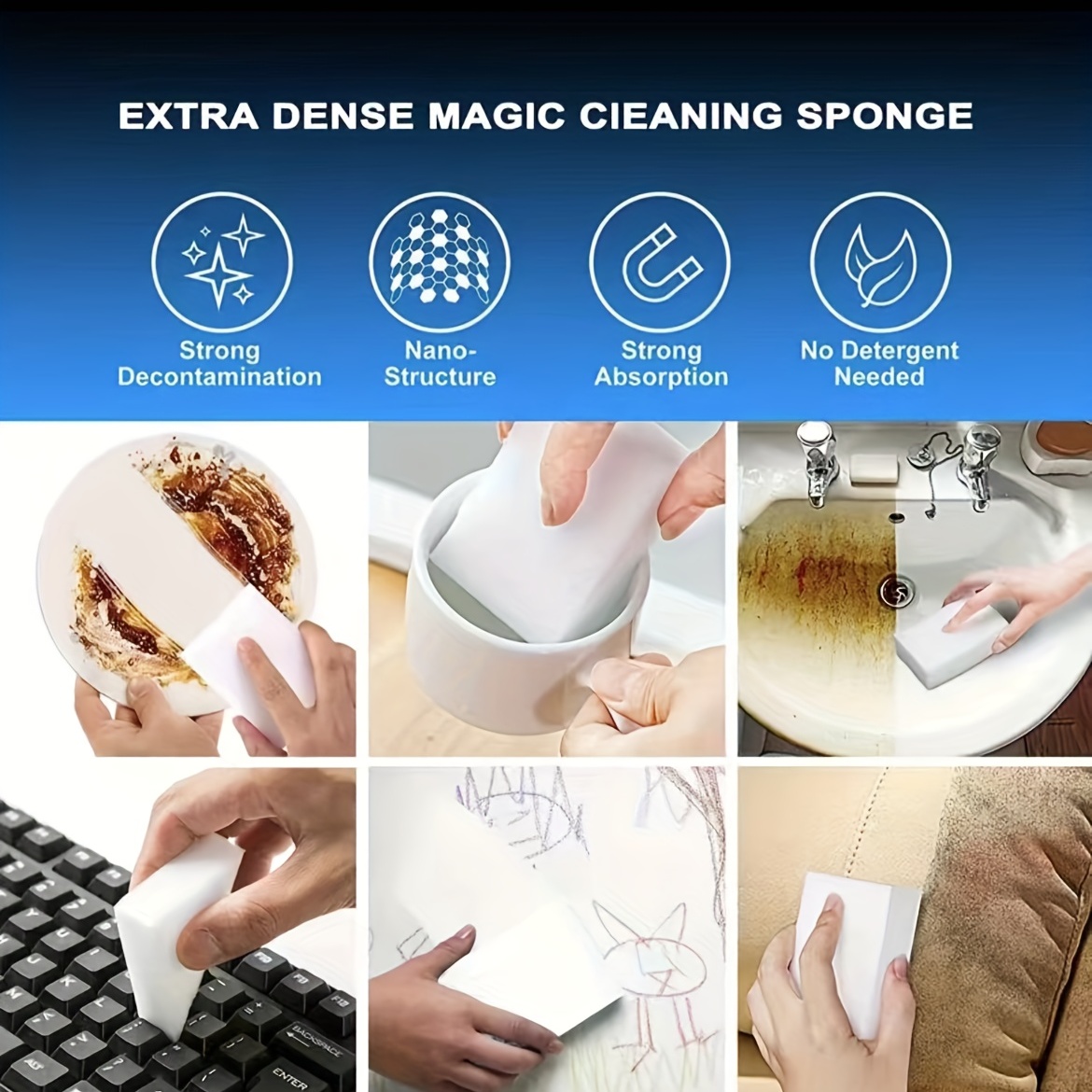 Acheter 10 pièces éponge magique gomme mousse éponge ménage mélamine Nano  éponge cuisine salle de bain outils de nettoyage