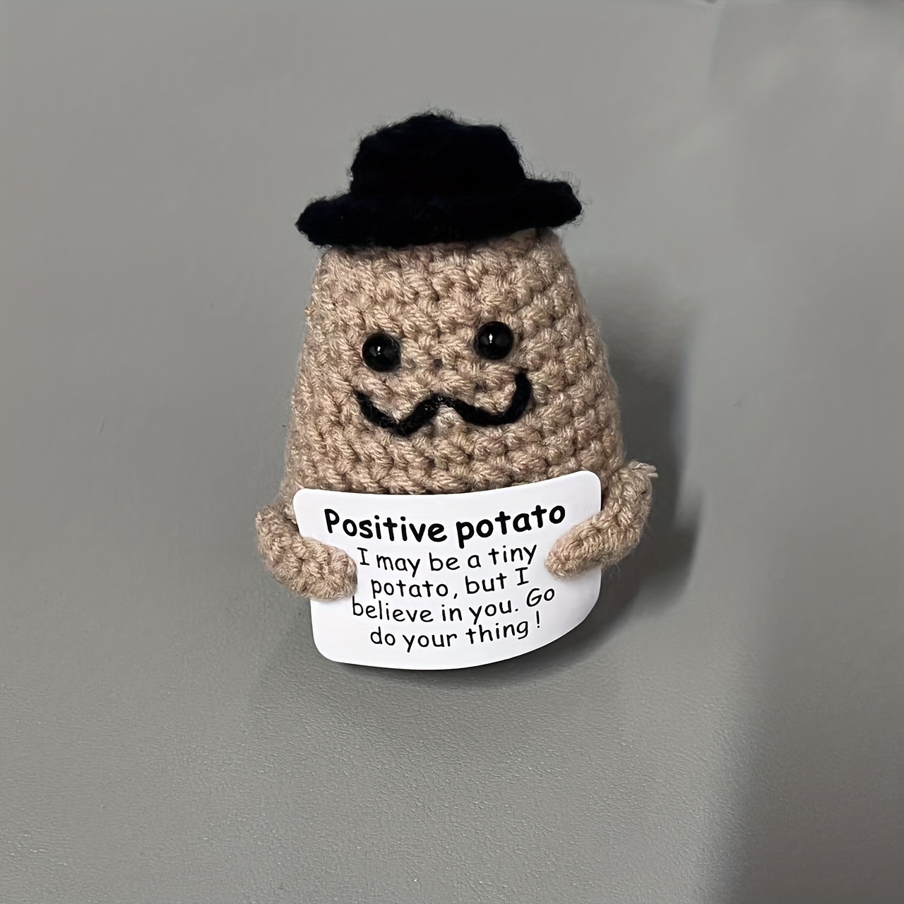 Funny Positive Potato Cute Wool Knitting Doll With Positive Card