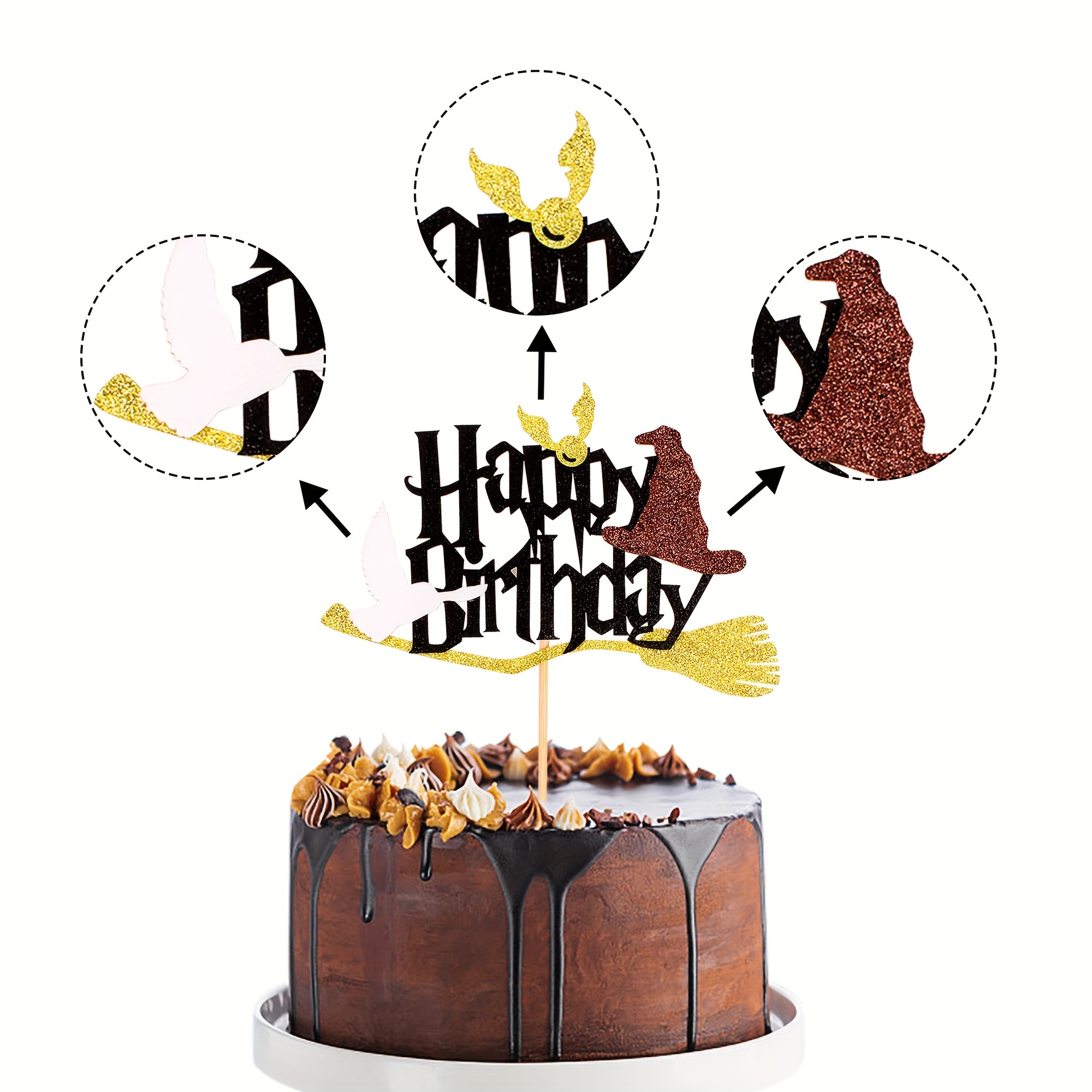 Harry Potter birthday decoration idea: wizard and magic toppers
