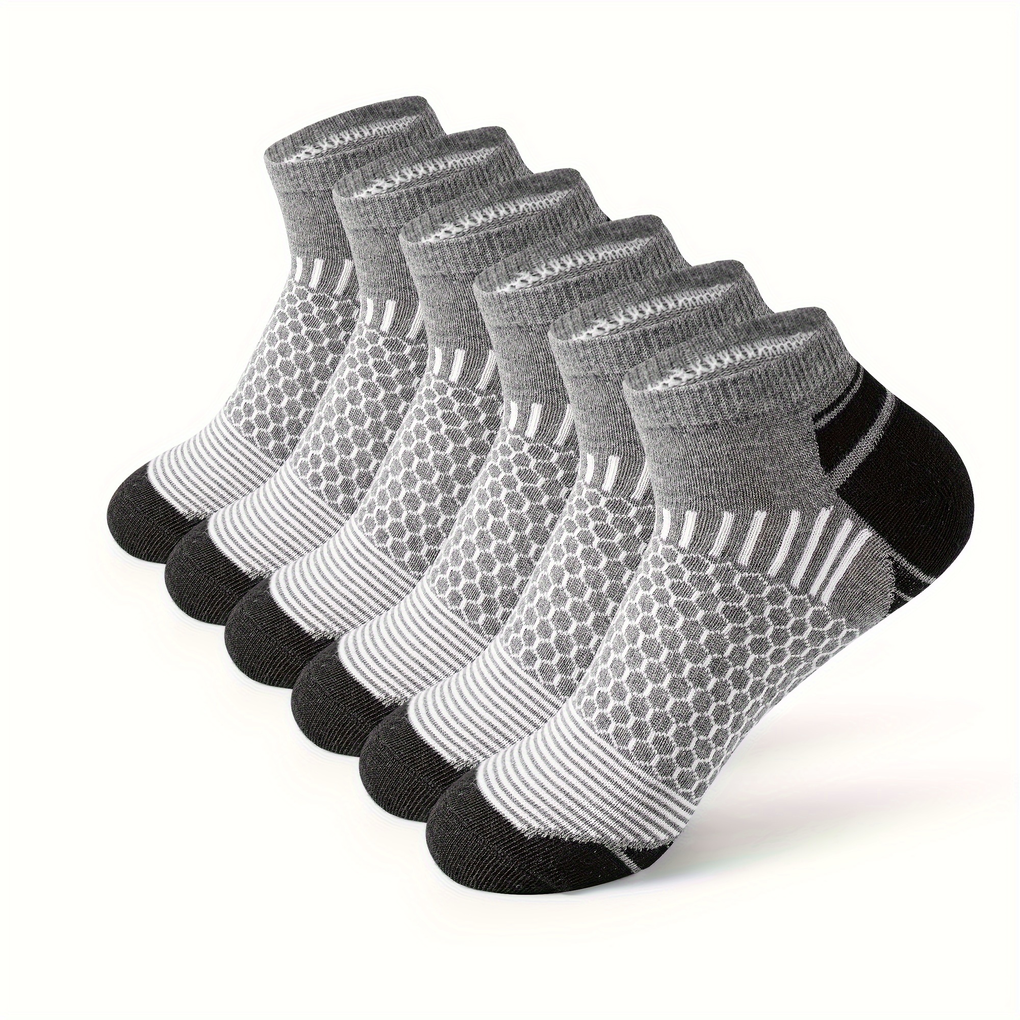 6pairs Mens Ankle Socks Low Cut Athletic Socks Cushioned Running