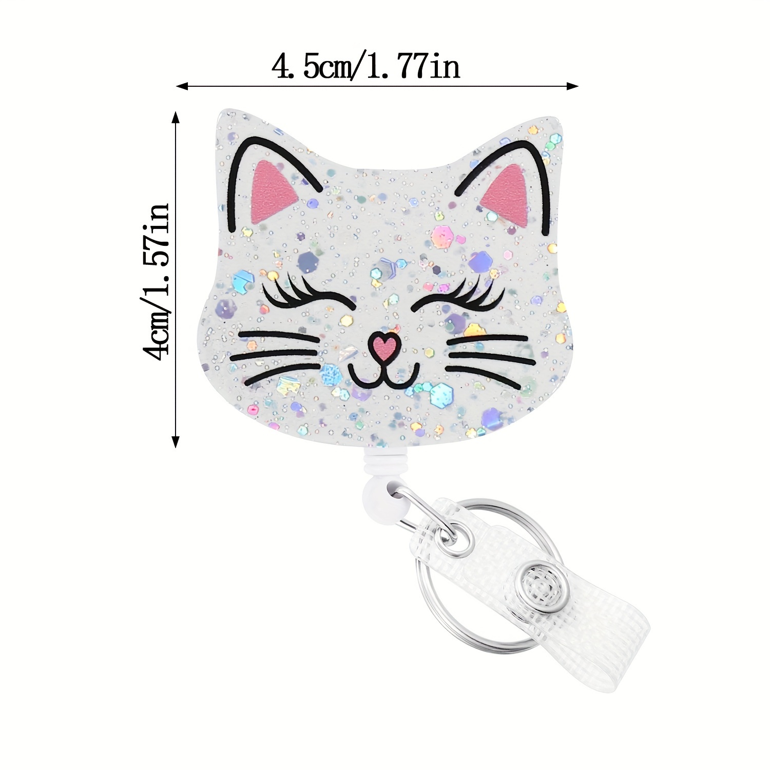 Cute Cat Reel Holder Retractable with ID Clip for Nurse Nursing Name Tag Card Heart Anatomy Nursing Student Doctor Rn LPN Medical Assistant Work