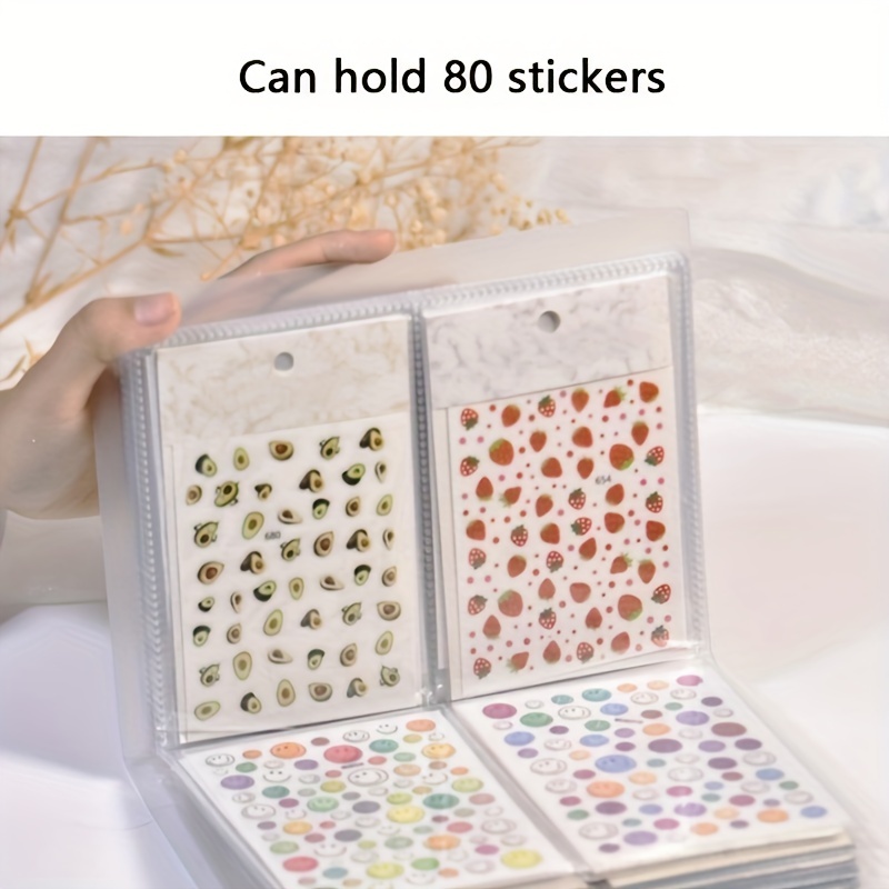 UDIYO Nail Decal Display Book Exquisite Pattern Multiple-compartment  Plastic Empty Storage Holder Nail Sticker Collecting Book Birthday Gift 