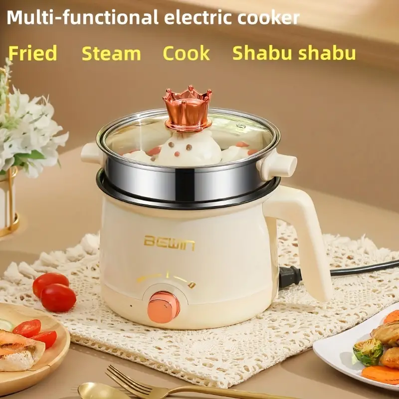 High-End Electric Cooking Pot with Stainless Steel Steamer - Perfect for  Noodles, Rice, and More!