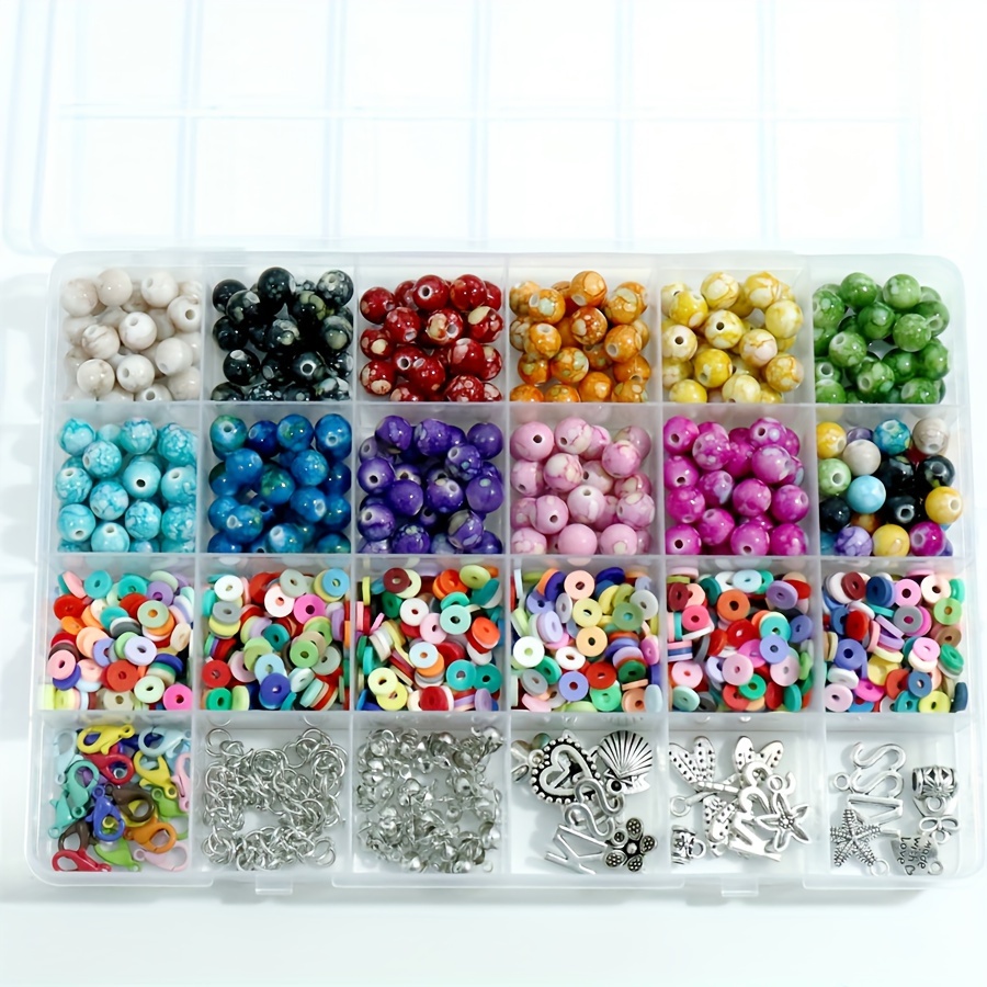 Clay Bead Sets With Shell Lobster Clasp Elastic Thread - Temu