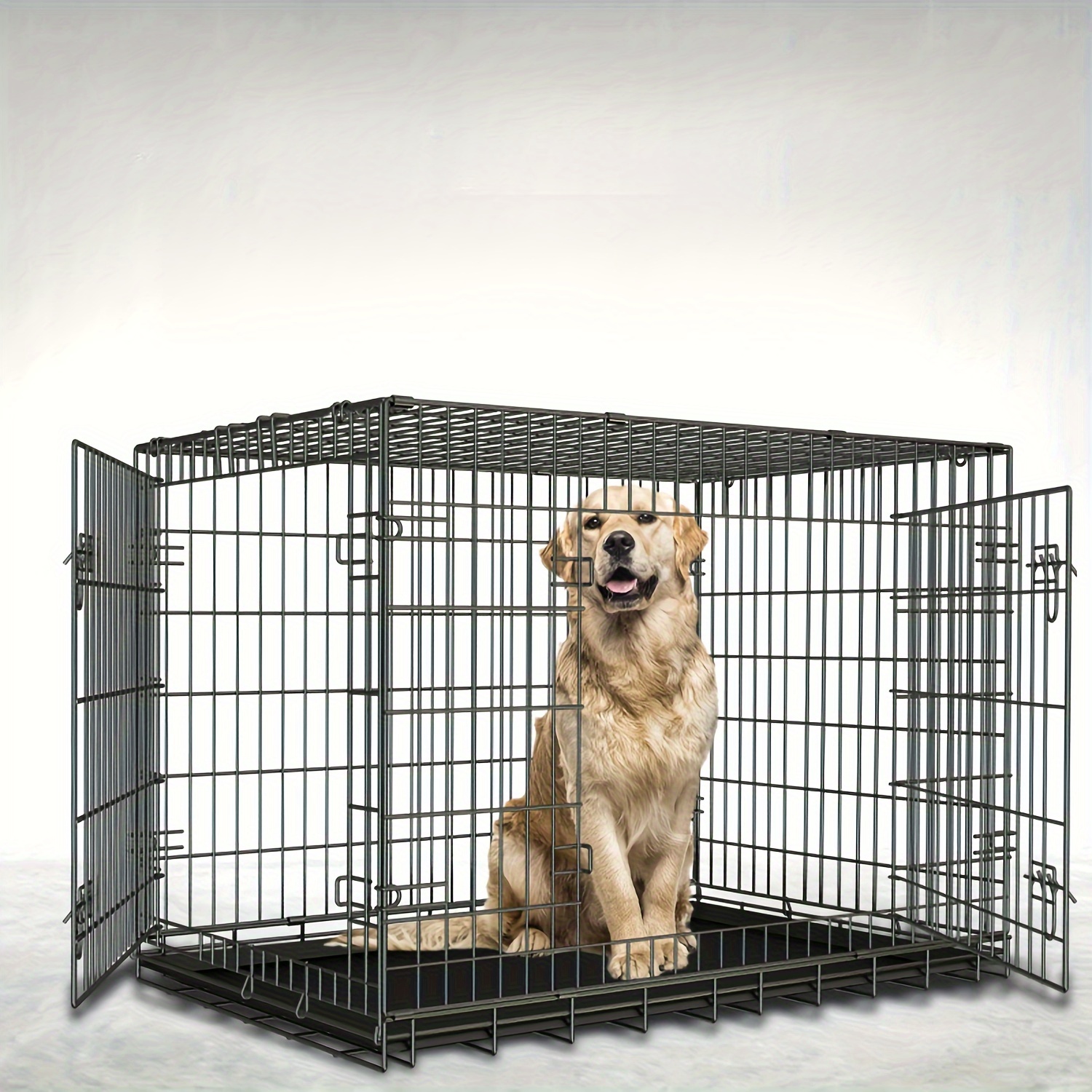 Jaulas para perros grandes – Jaula para perros de 36 pulgadas, jaula de  doble puerta para mascotas grandes, jaulas de alambre de metal con bandeja  –