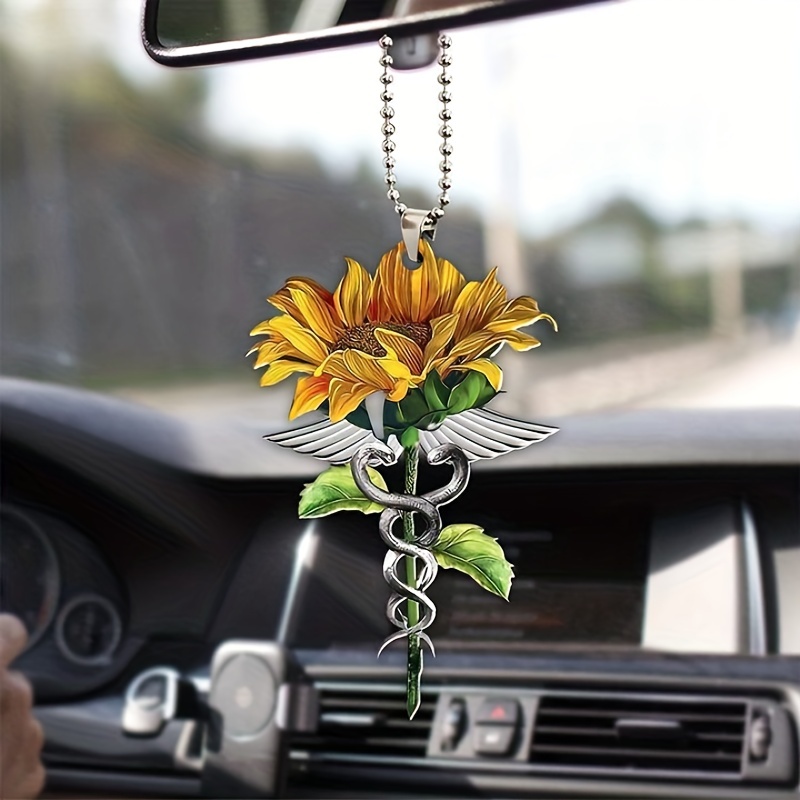 1pc Sonnenblumen-Acryl-Auto-Rückspiegel-hängende Verzierung, Schlange  eingewickelte Äste Mode-Schlüsselanhänger-Verzierung - Temu Switzerland