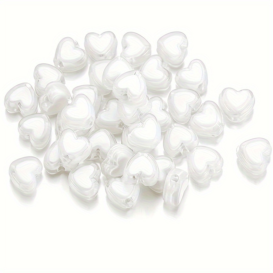 Translucent Heart Shaped Loose Beads Inlay White Heart - Temu