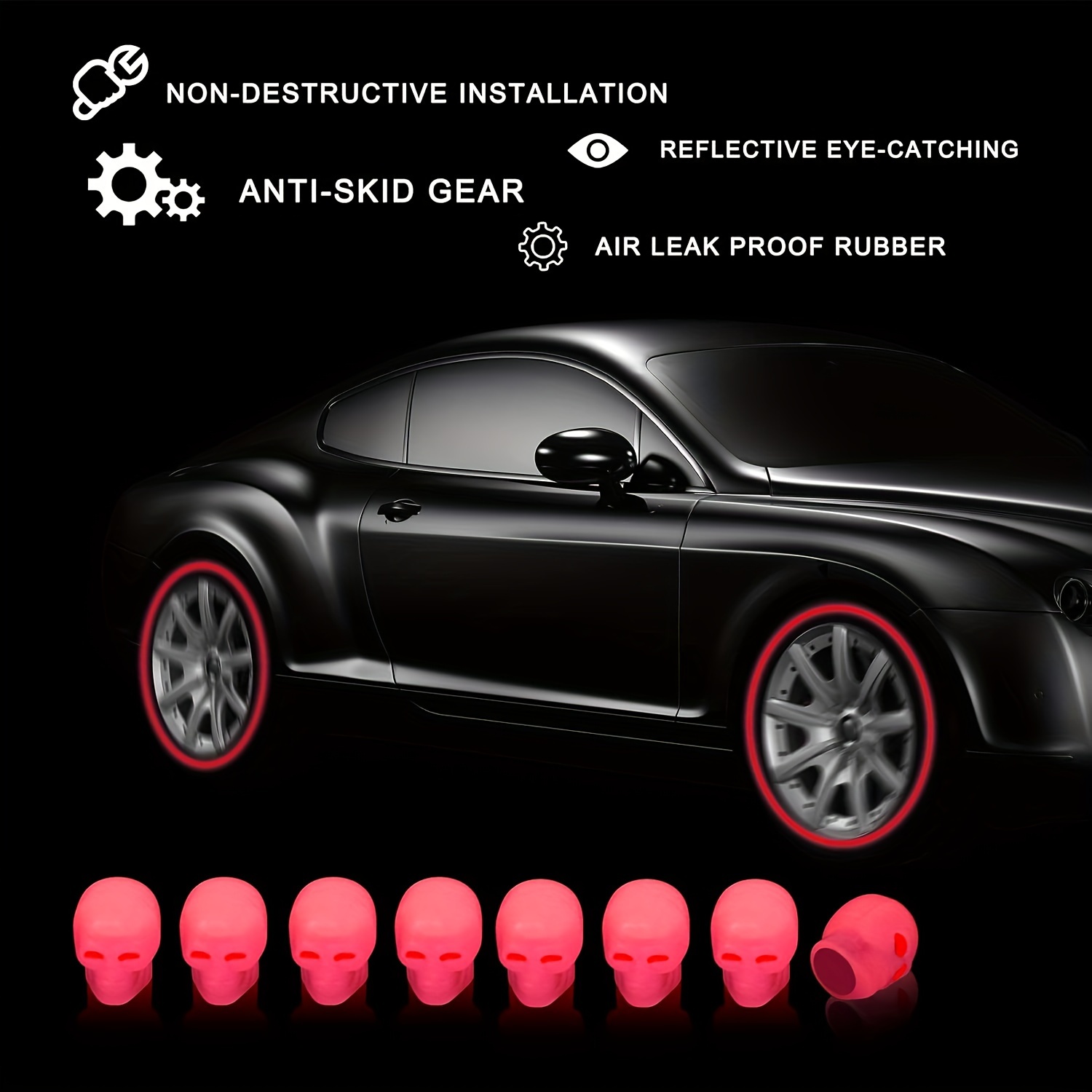 Car Tire Valve Stem Cap, 12 Pcs Wheel Valve Covers, Leak-Proof Air