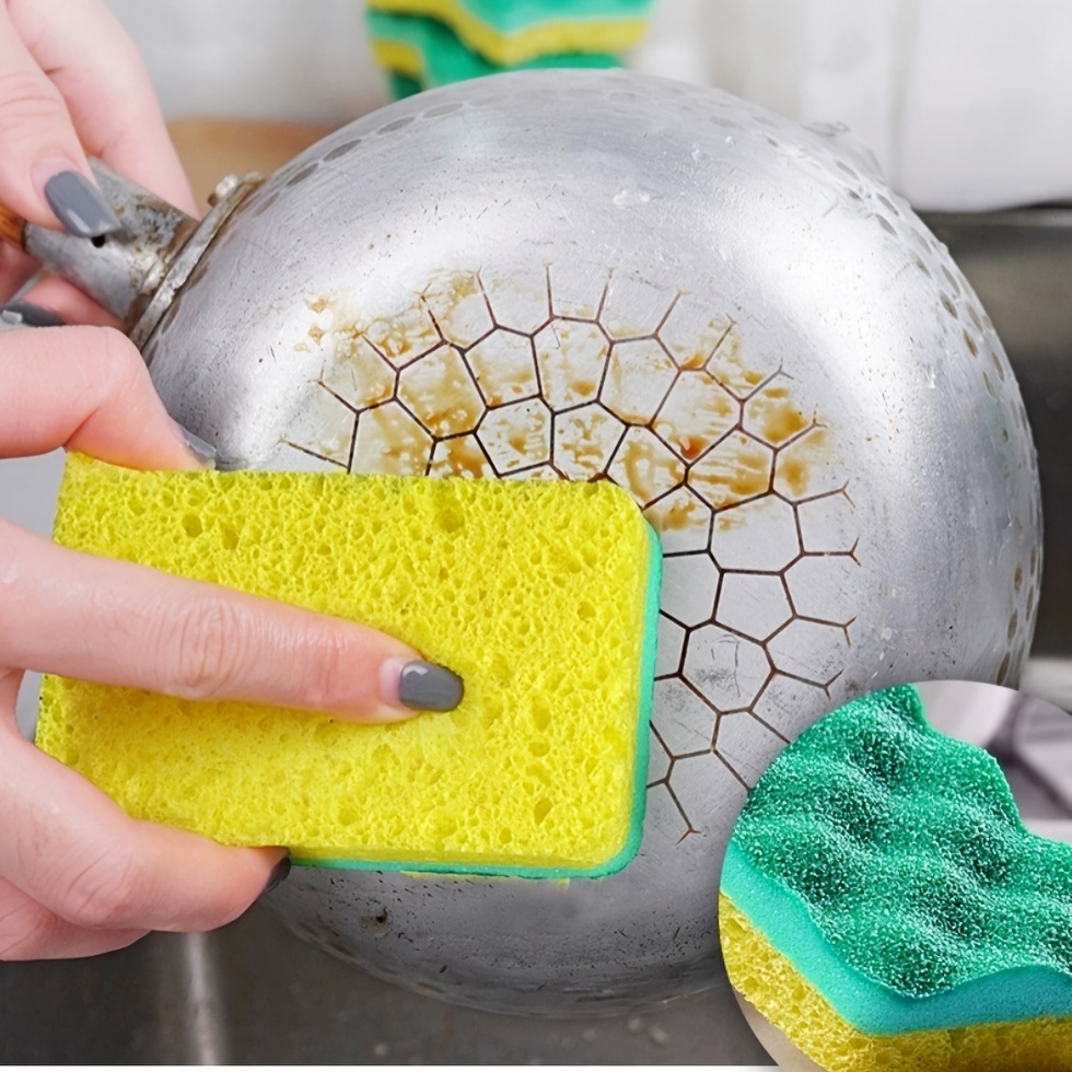 4PCS yellow Large Sponge Wipe, Bowl Washing Car Washing Sponge Kitchen Cleaning  Sponge Block Dishwashing Cloth