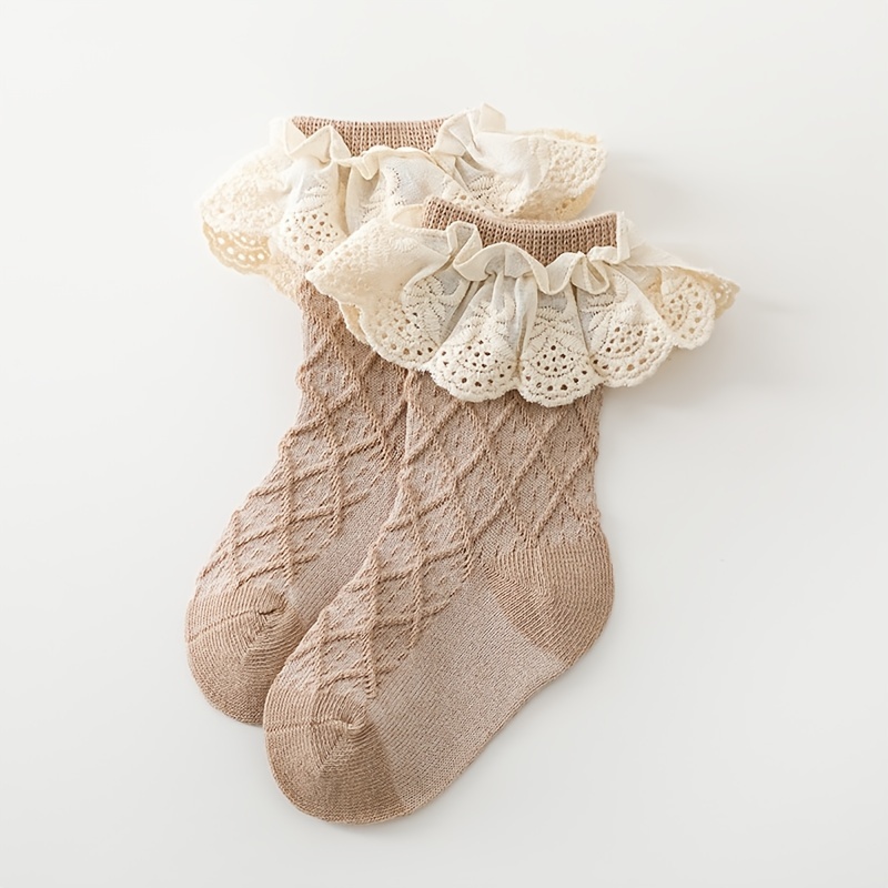 Baby Girls Ruffle Lace Dance Socks