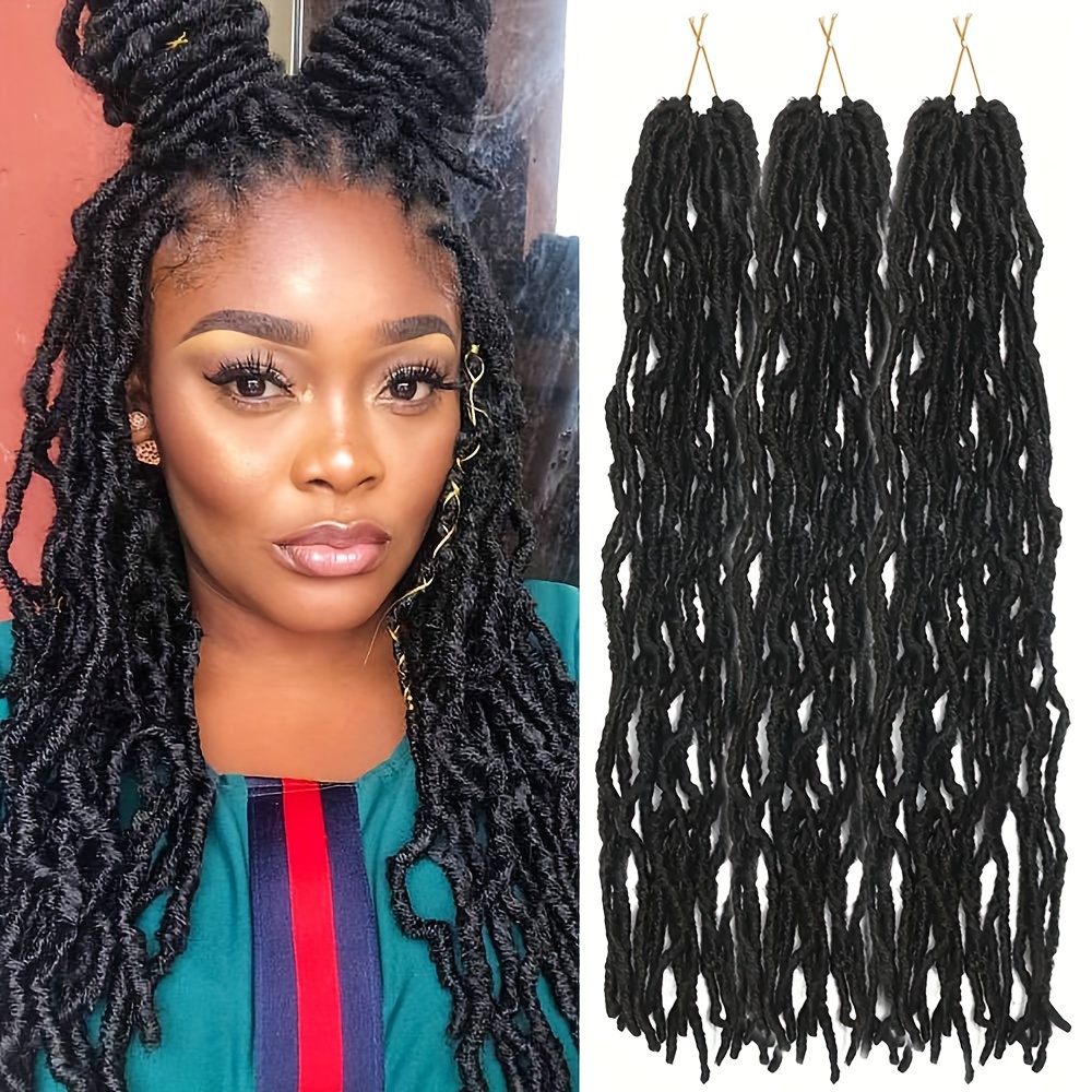 Natural Black New Faux Locs, Faux Locs African, Goddess Locs Braiding Hair  (18 Inch, 2packs)