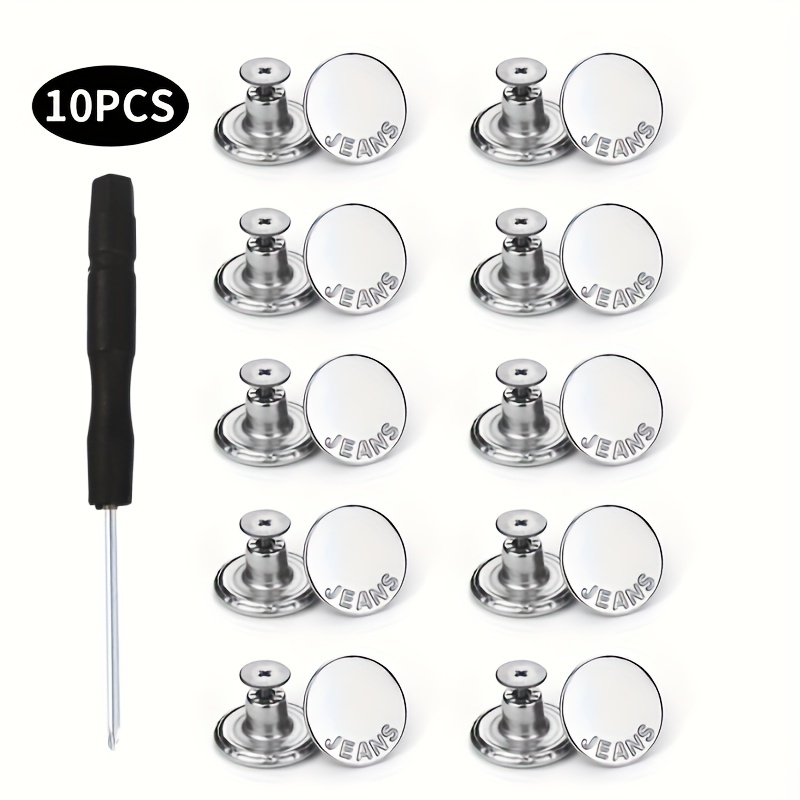 20 Sets 17mm Replacement Jeans Buttons Pants Metal Button Snap
