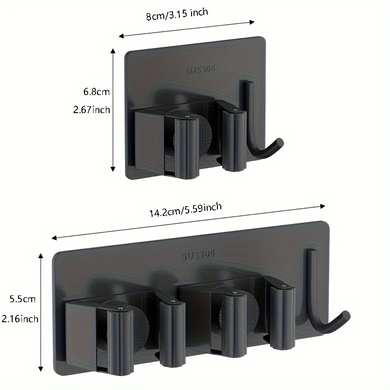 Metal Black SUS304 Heavy Duty Sticky Adhesive Wall Hooks Black 3m