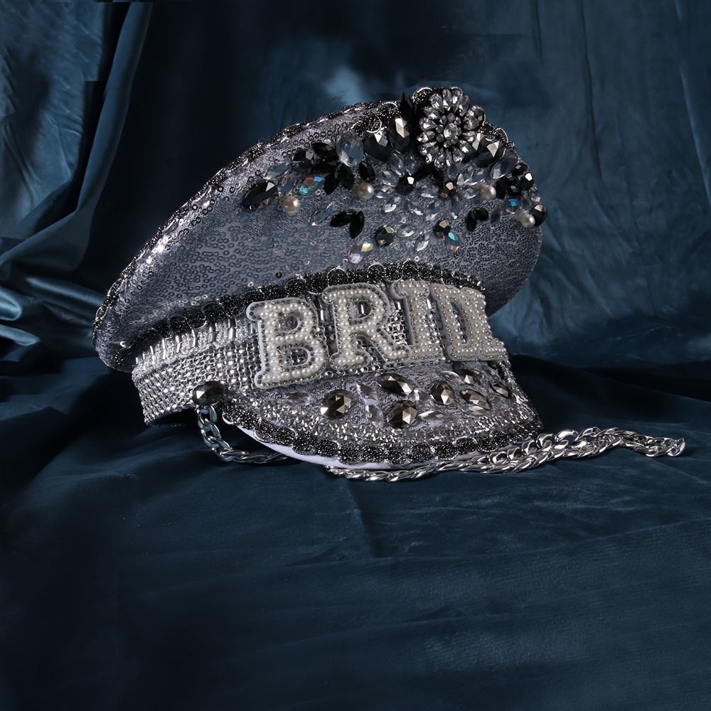1pc handmade sequin bride hat luxury captain style - Temu display picture 1