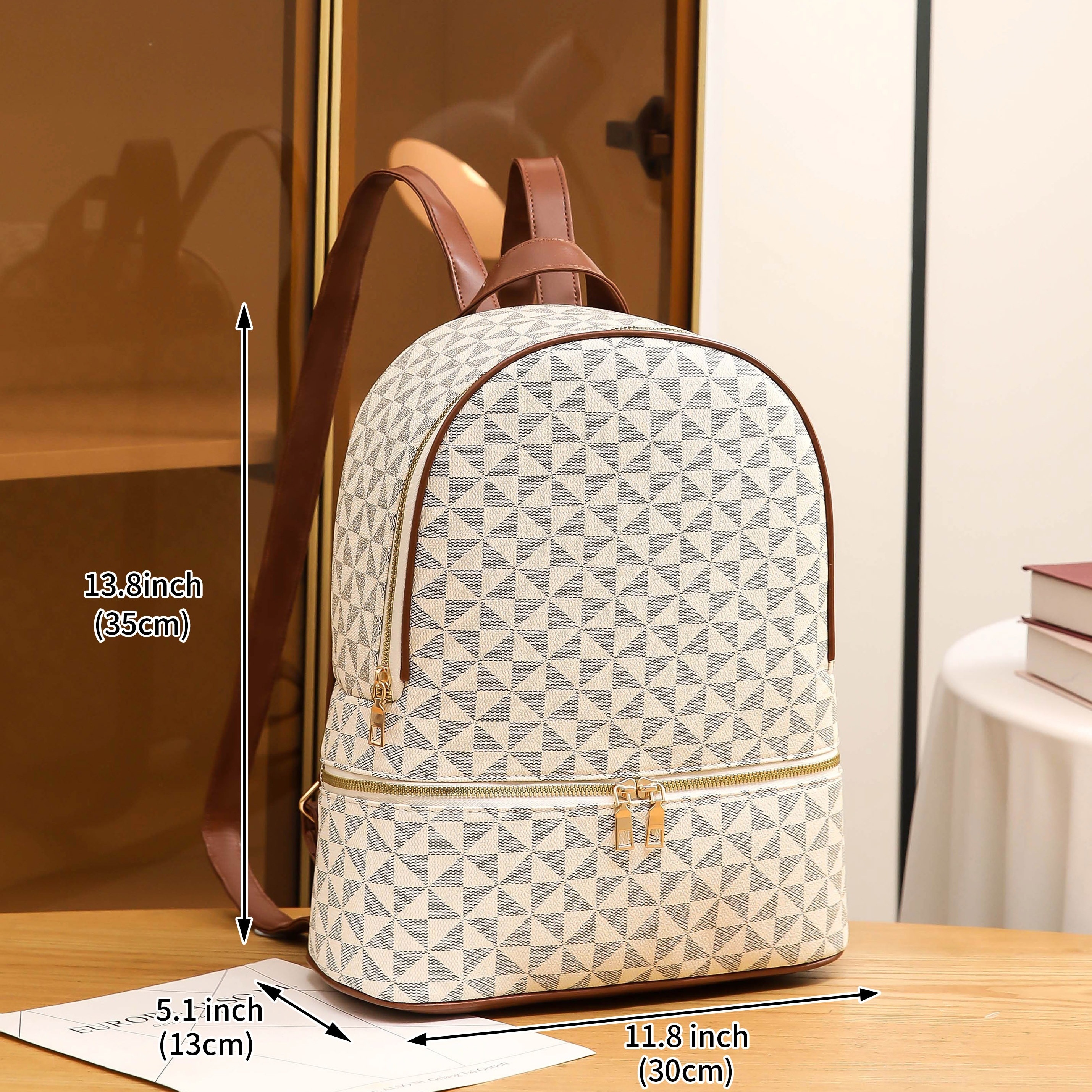 Ladies' Fashionable Solid Pu Backpack, Large Capacity School Bag, Mummy Bag,  Commuter Backpack