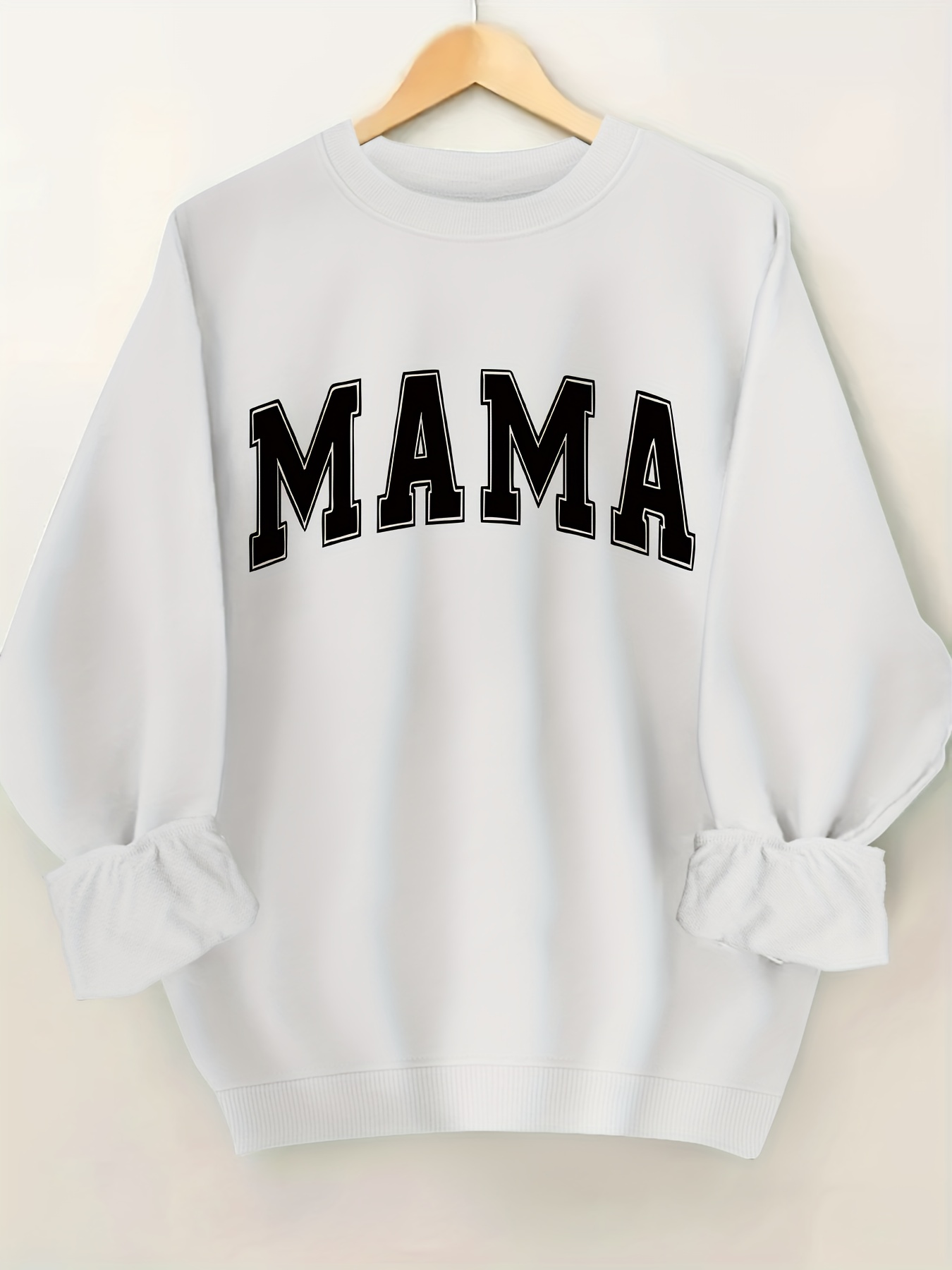 Plus Size Mama Print Sweatshirt Casual Long Sleeve Crew Neck Temu