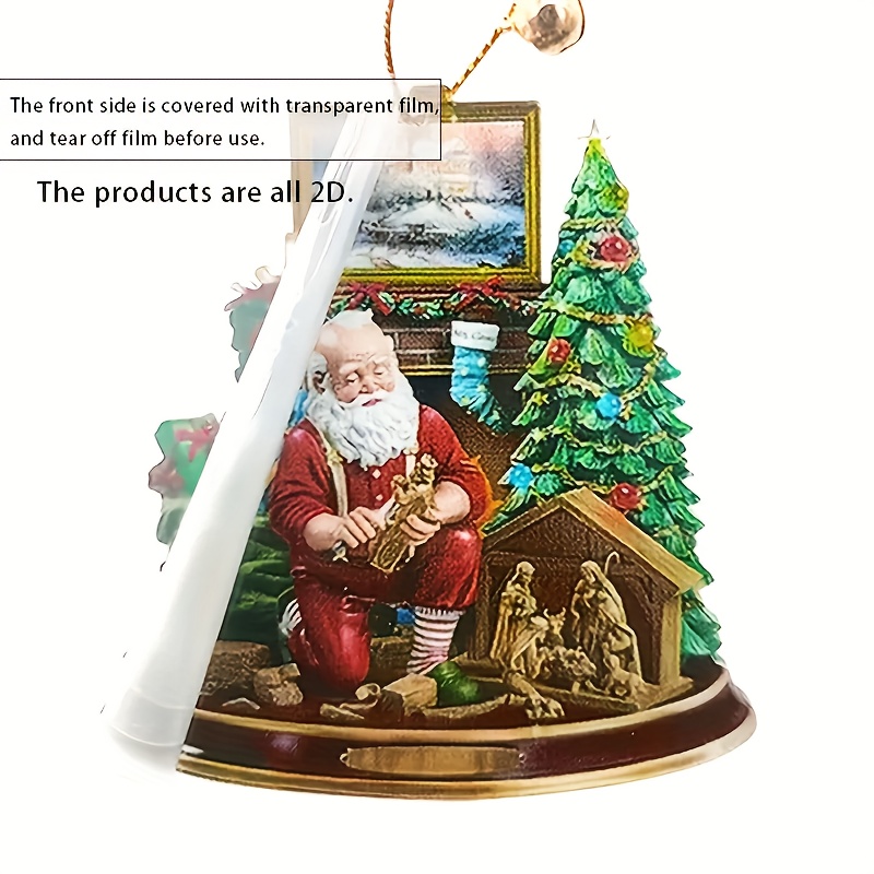 Pendentif bonhomme de neige de Noël arbre de Noël mignon bonhomme de neige  voiture pendentif sac suspendu décoré 2D acrylique plat arbre de Noël  pendentif perles sur ficelle (D, taille unique) 