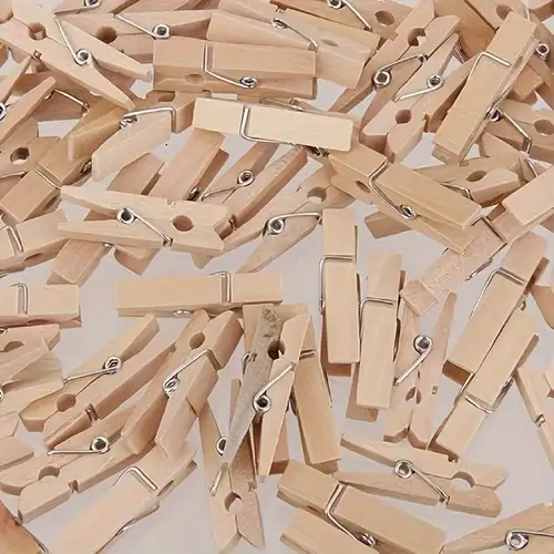 100pcs Mini Clothes Pins For Photo, Wooden Small Clothes Pin With 393.7inch  Jute Twine String, Tiny Decorative Clothespin For Little Baby Shower Photo