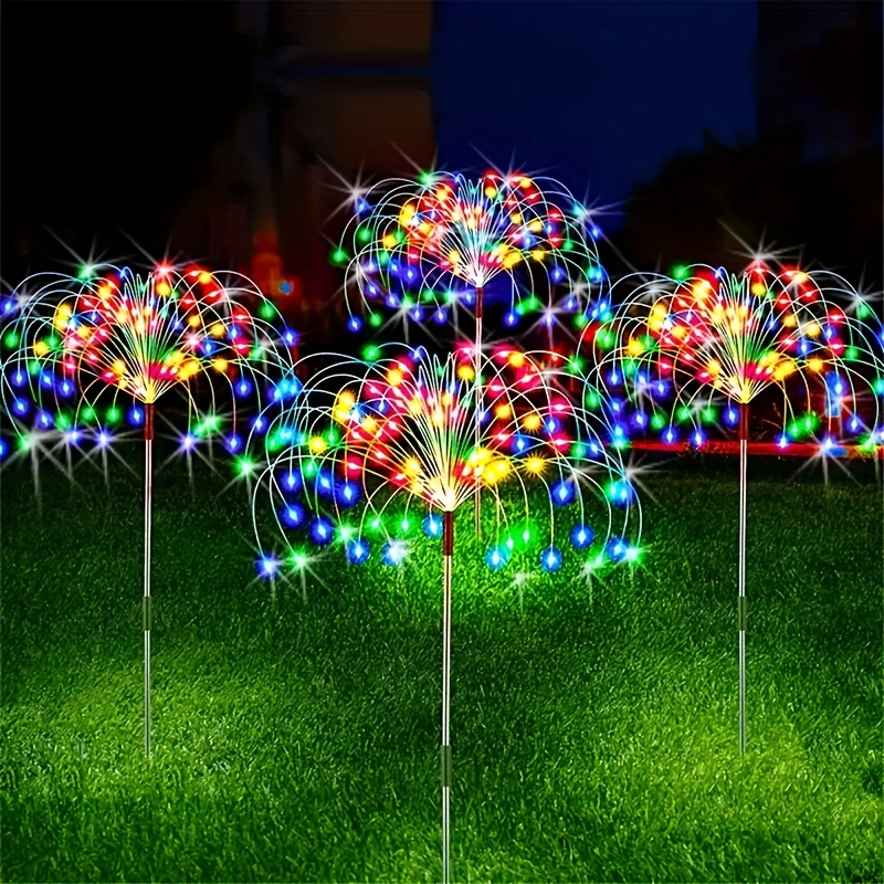

1pc Outdoor, Waterproof Solar Firework Lights With 8 Modes, Light Up Your Garden With Solar Lawn Lights, Led Outdoor Diy Stake Lights