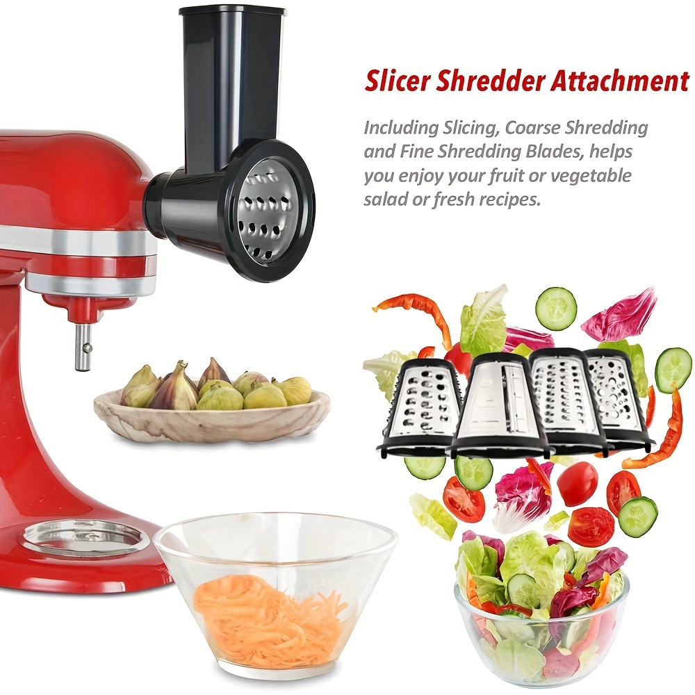 Kenome Slicer Shredder Attachments for KitchenAid Stand Mixers, Food Slicers Cheese Grater Attachments, Salad Maker Accessory Vegetable Chopper with 3