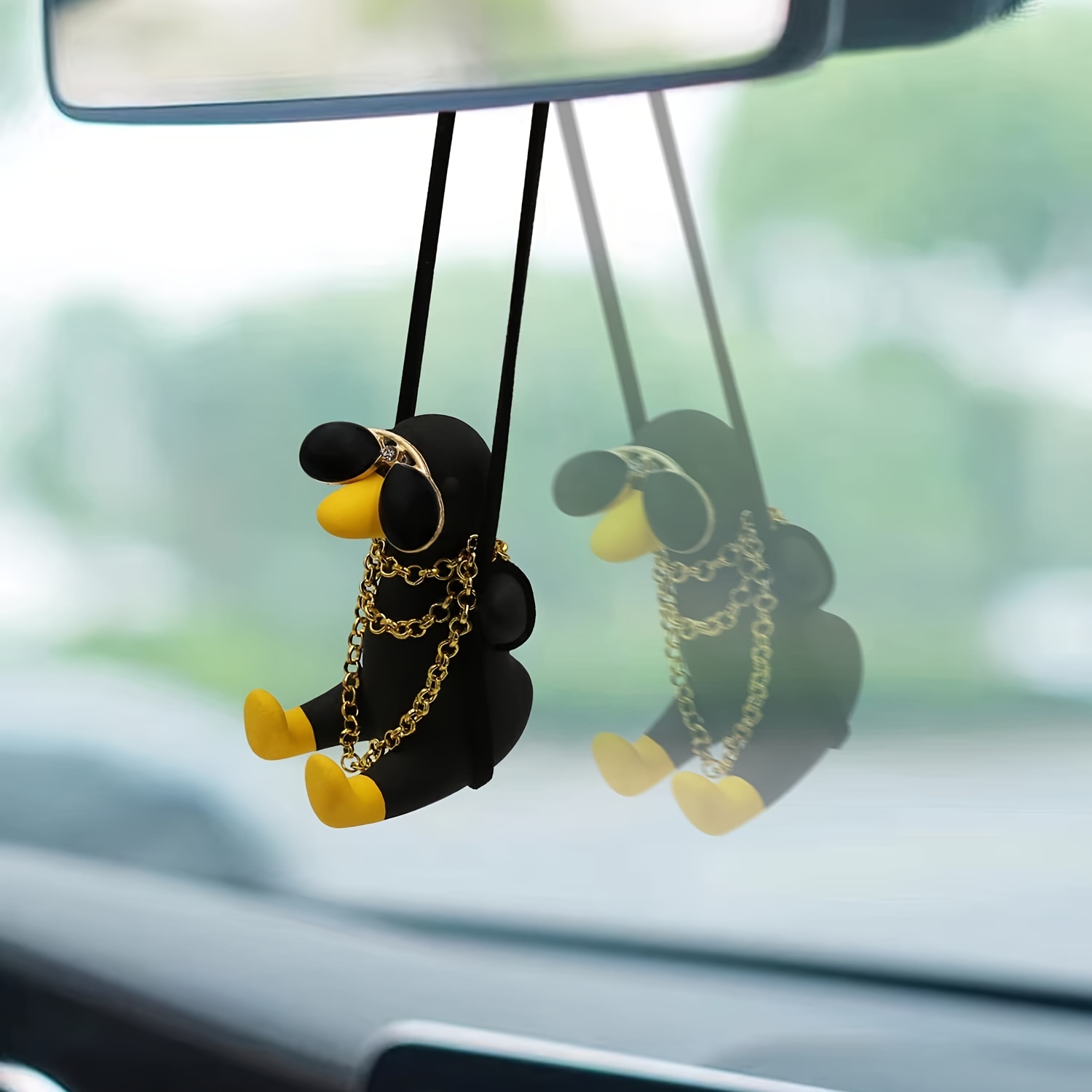 Swinging Car Duck Duck Swinging Duck Swinging Ornament With Sunglasses 2  Pieces Cute Swinging Duck Pendant Rearview Mirror Ornaments Accessory Car  Int