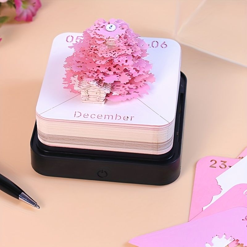 2024 Desk Calendar 3D Paper Art Notepad With LED Light -HOT USN