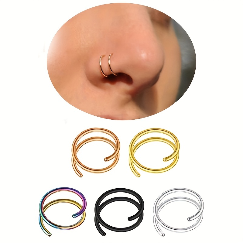 5pcs Double Twisted Nose Ring Set