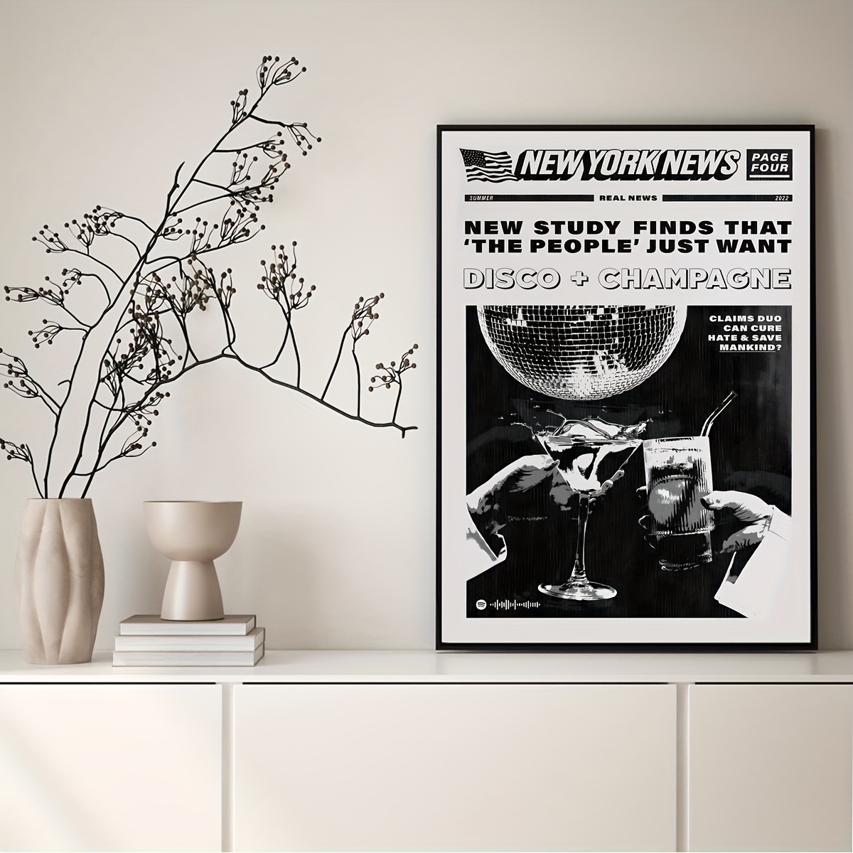 Retro Newspaper Wall Art Bar Cart Decor Trendy Vintage Wall - Temu