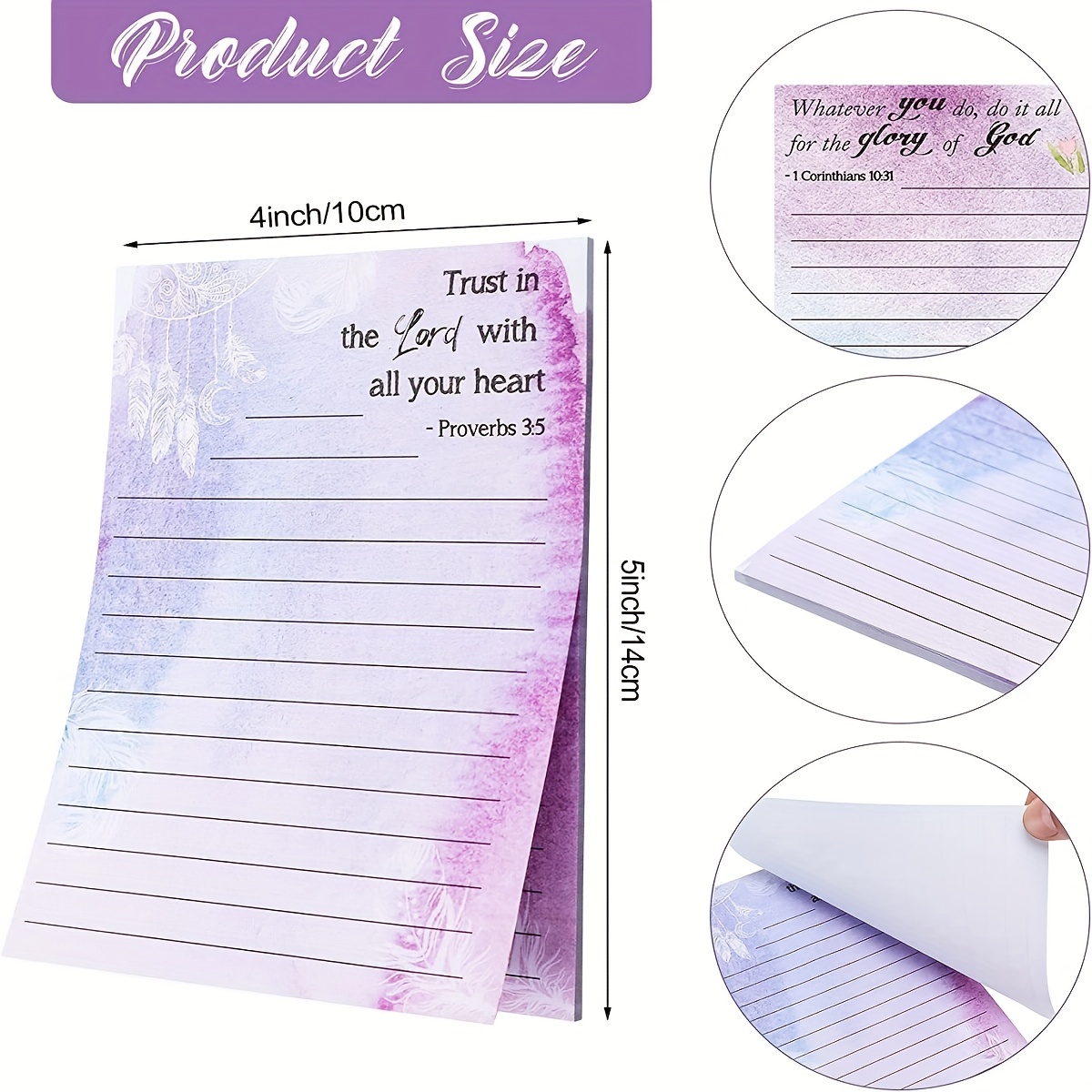 Generic Bible Verse Sticky Notes for  Anxiety,Depression,Encouragement,Positive Thoughts,Biblical Promises on a  Sticky Pad Paper - 50 Different Sheets