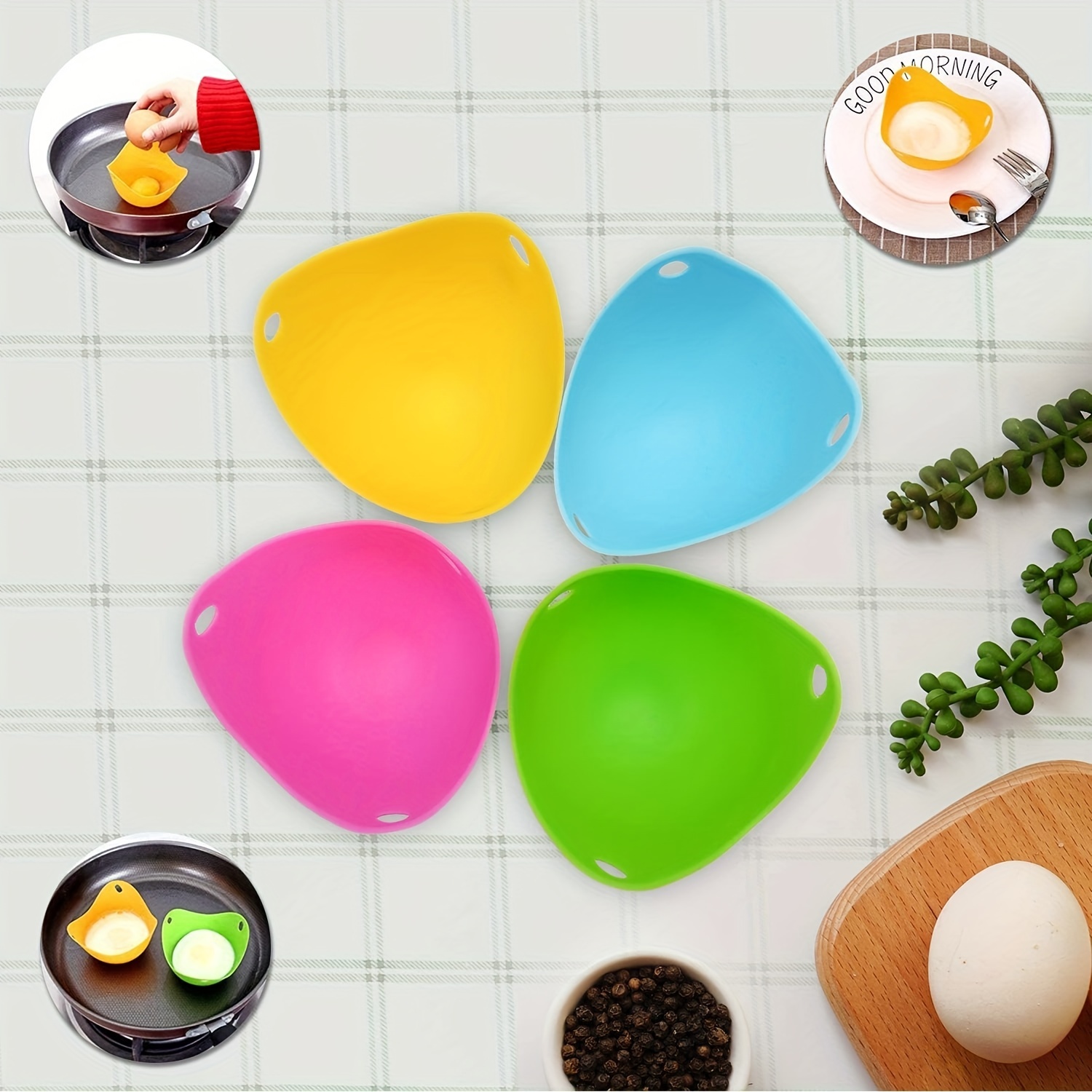 4pcs Egg Boiler Silicone Cup Mini Micro ondes Oeuf Chaudière